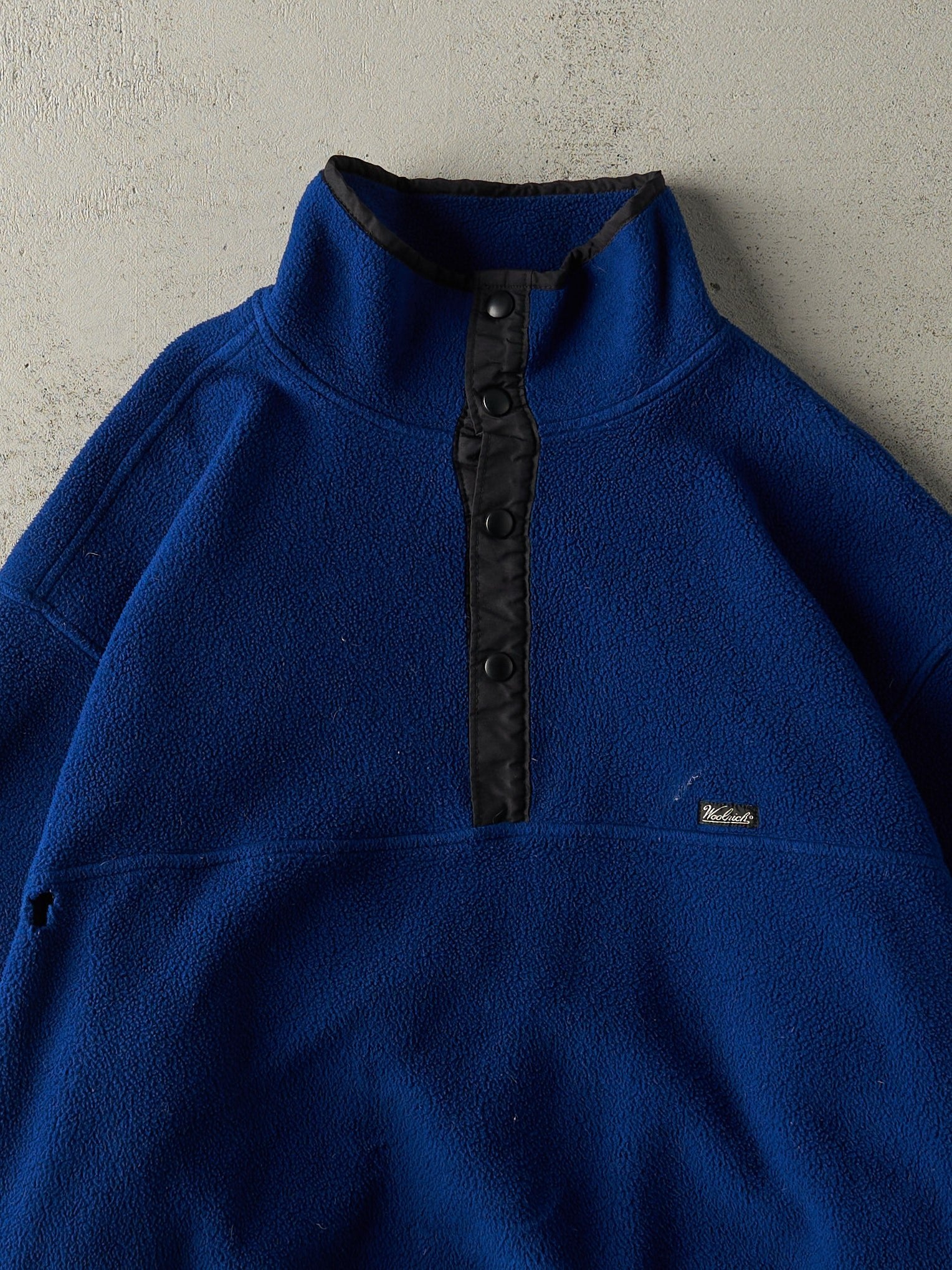Vintage Y2K Navy Blue Woolrich Quarter Button Fleece (L)