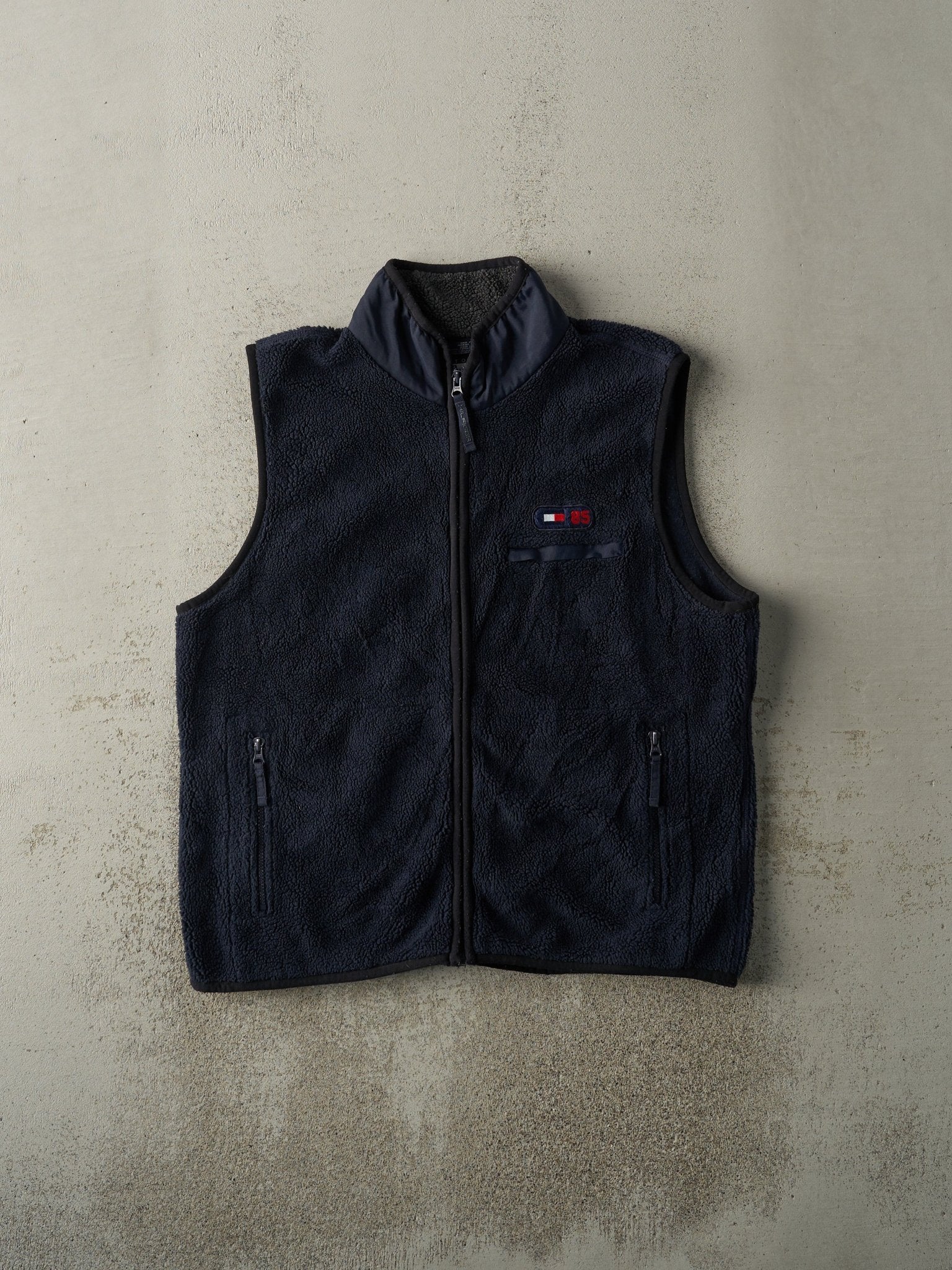 Vintage 90s Navy Blue Tommy Hilfiger Fleece Vest (M)