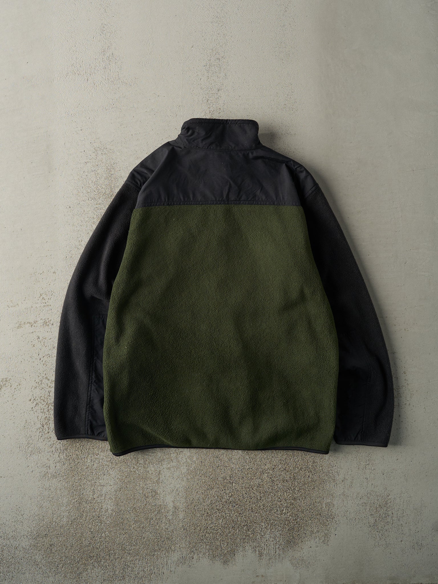 Vintage 90s Green & Black Fleece Zip Up Jacket (M)