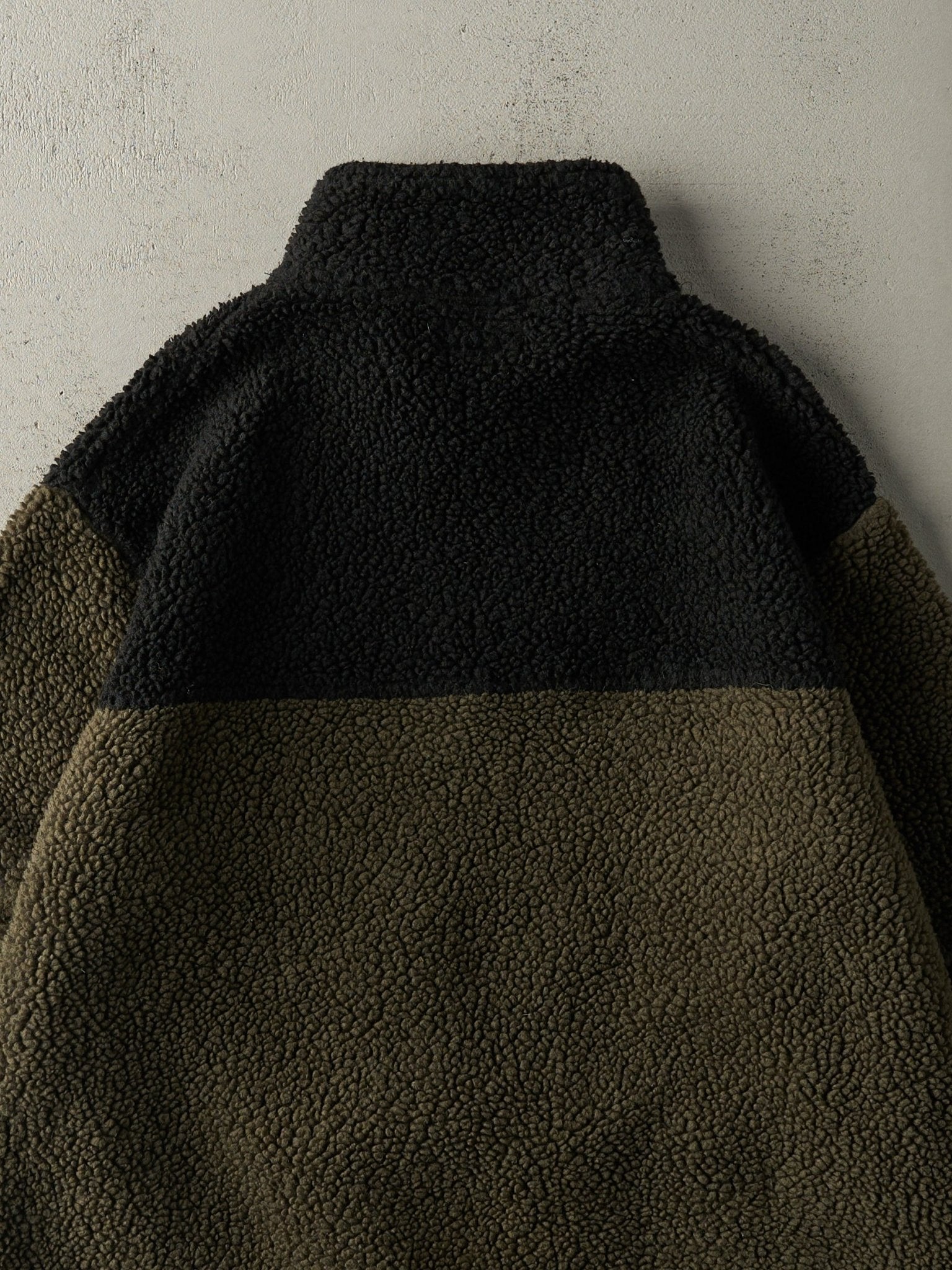 Vintage 90s Green & Black Sherpa Quarter Zip Jacket (XL)