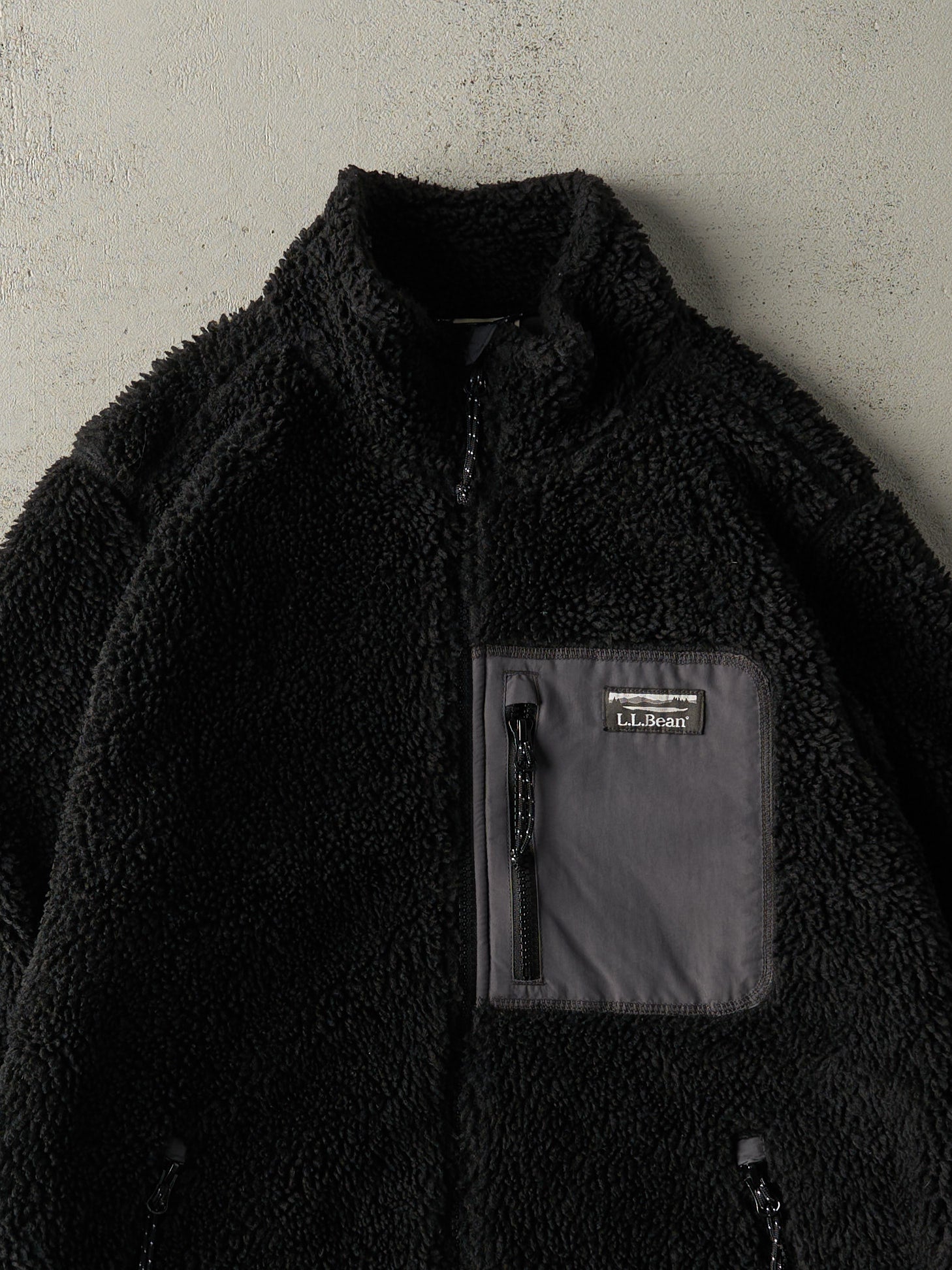 Vintage 90s Black & Grey LL Bean Sherpa Zip Up Jacket (S)