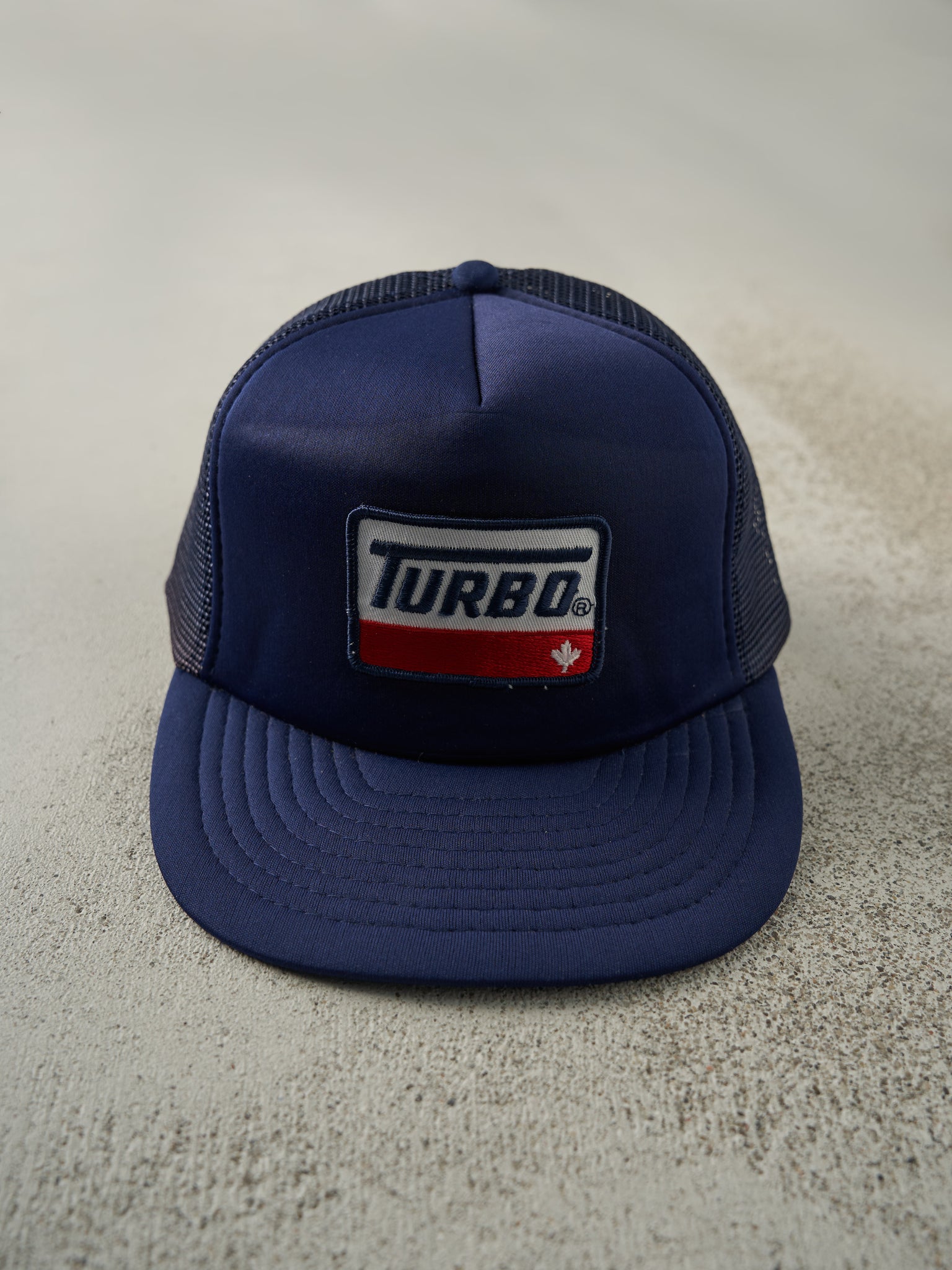 Vintage 90s Navy Blue Turbo Foam Trucker Hat