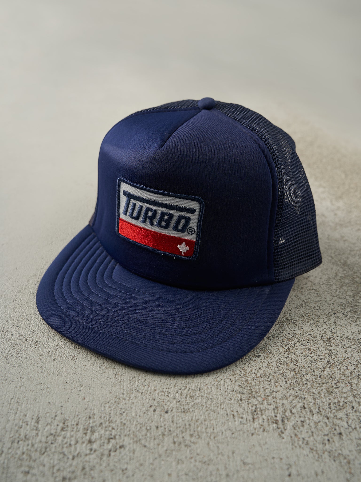 Vintage 90s Navy Blue Turbo Foam Trucker Hat