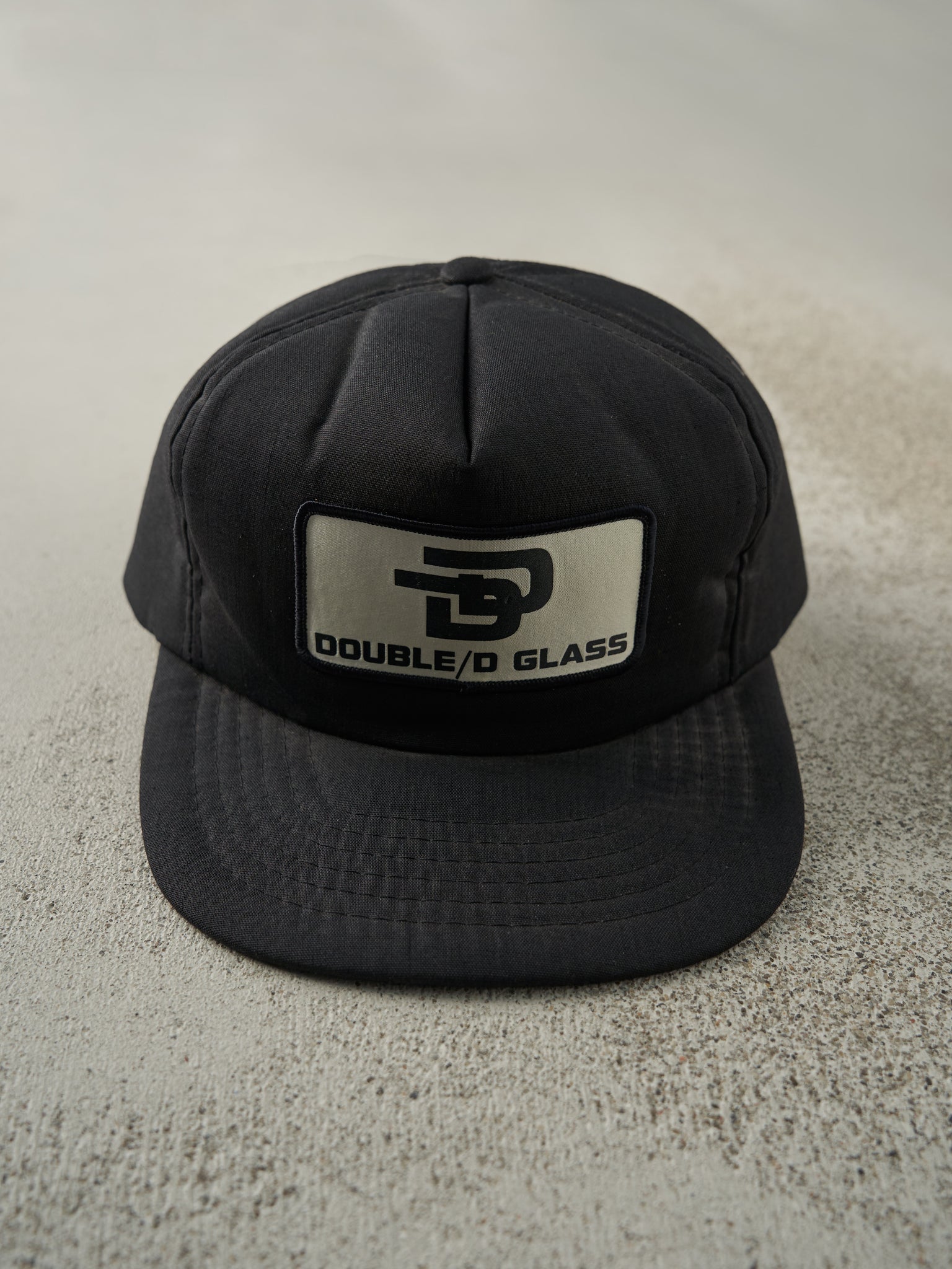 Vintage 80s Black Double D Glass Foam Snapback Hat