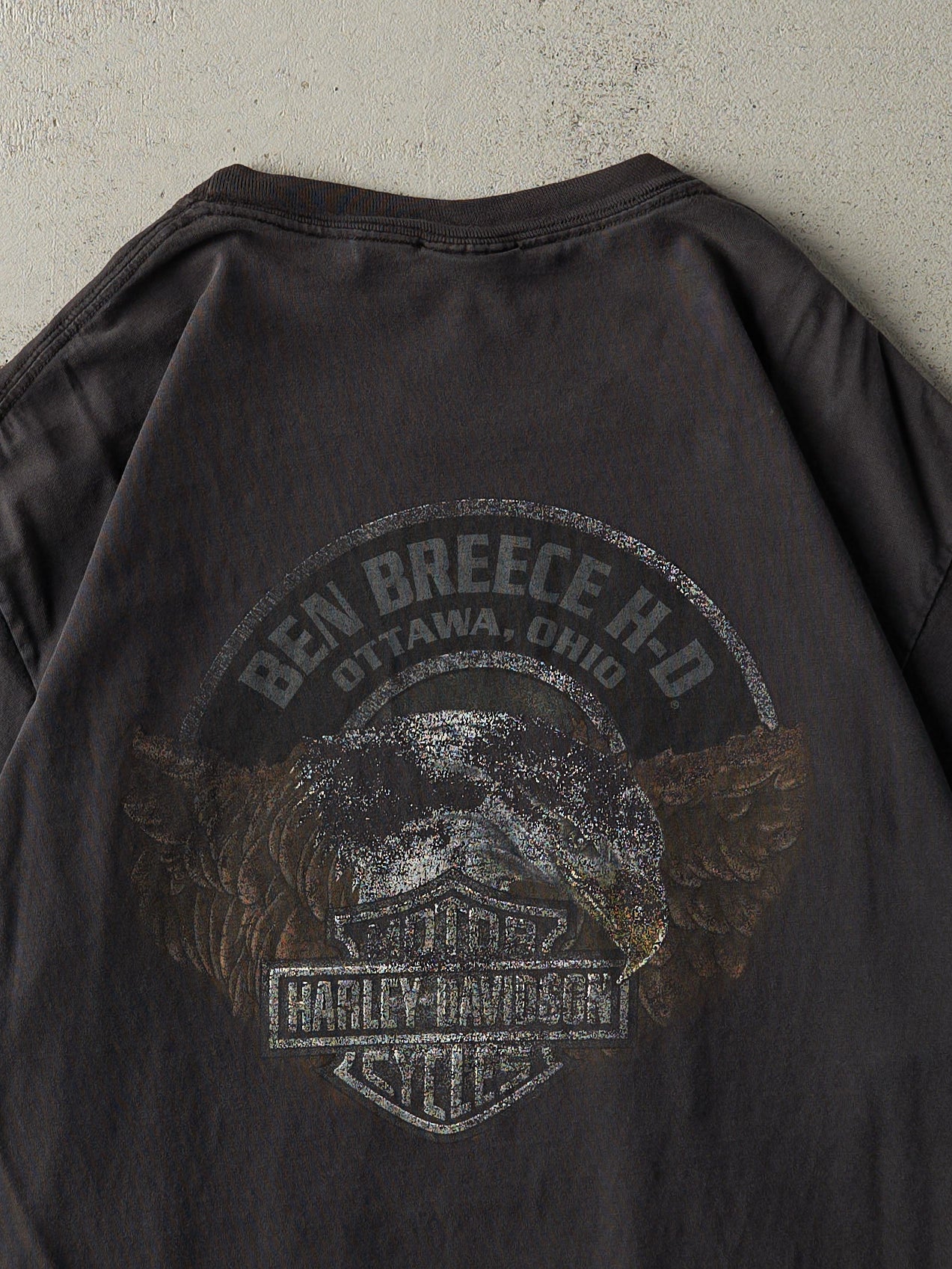 Vintage Y2K Black Ottawa Ohio Harley Davidson Tee (L/XL)