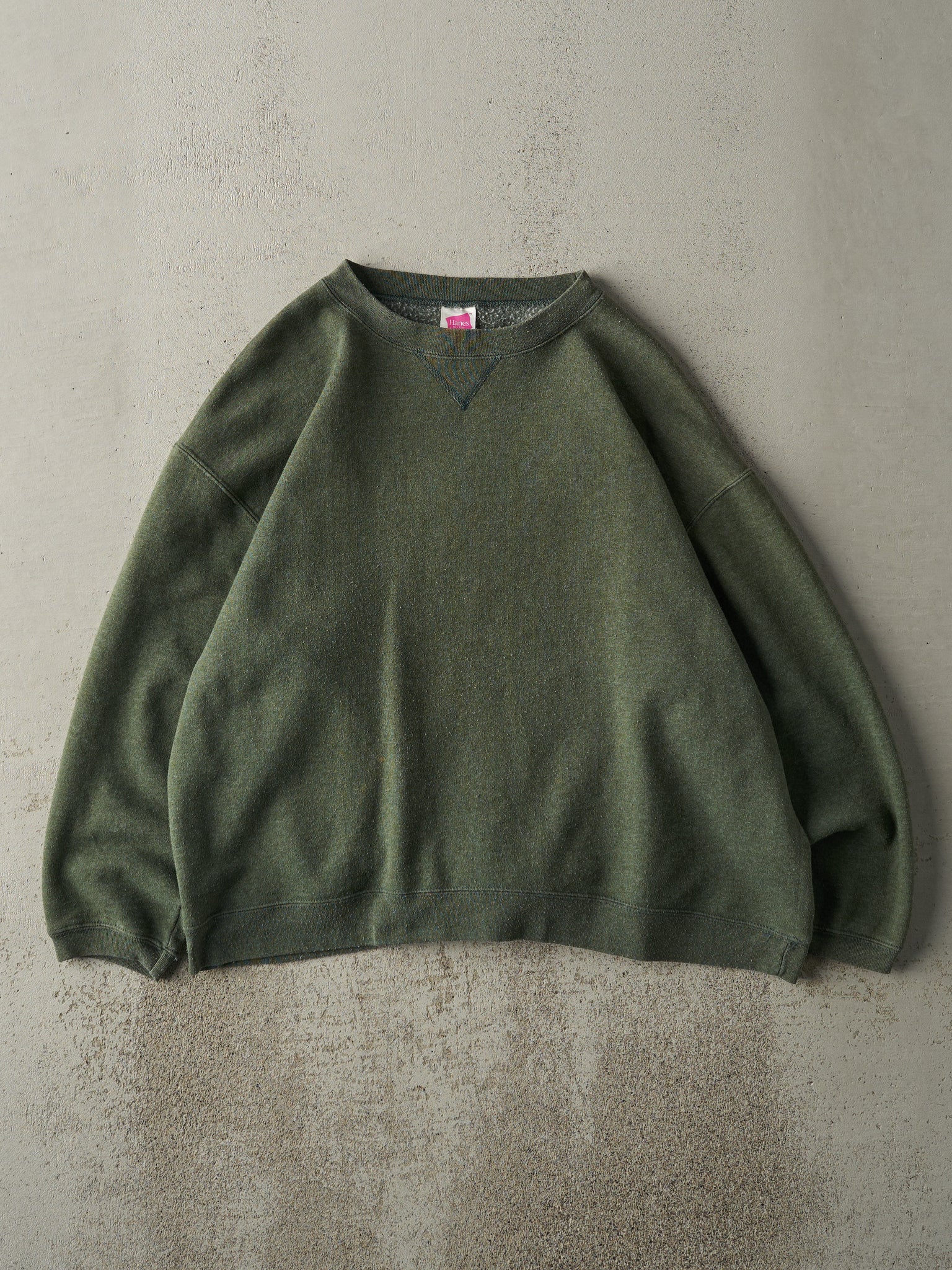 Vintage Y2K Washed Green Blank Boxy Crewneck (L)