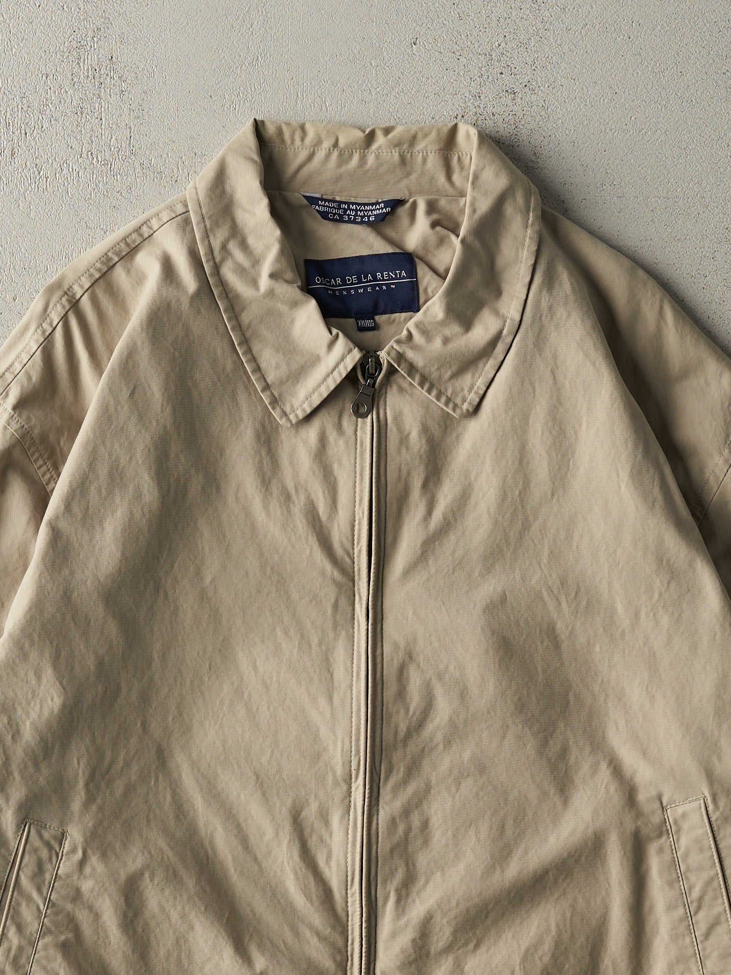 Vintage Y2K Beige Lightweight Harrington Style Jacket (XL)