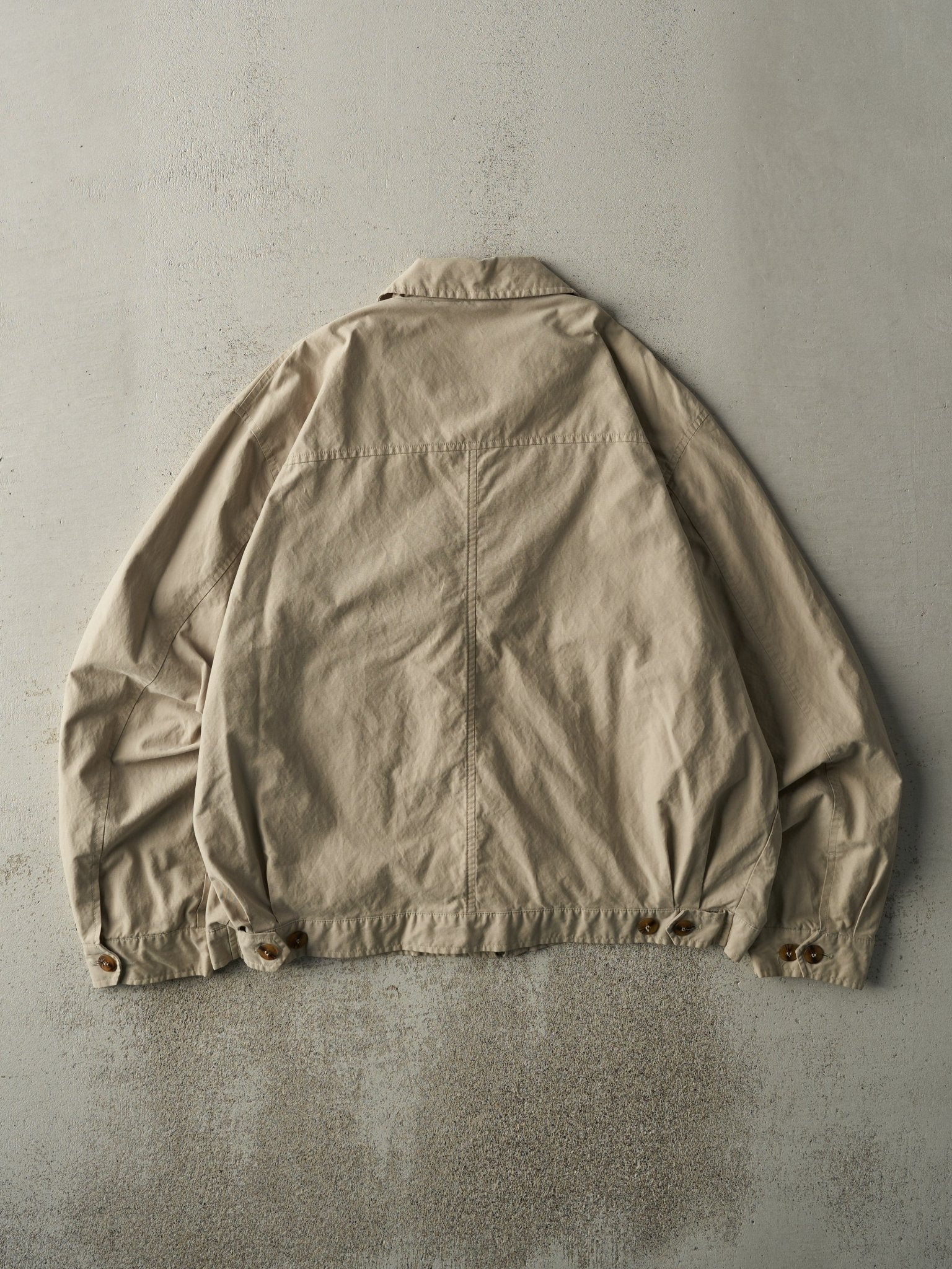 Vintage Y2K Beige Lightweight Harrington Style Jacket (XL)
