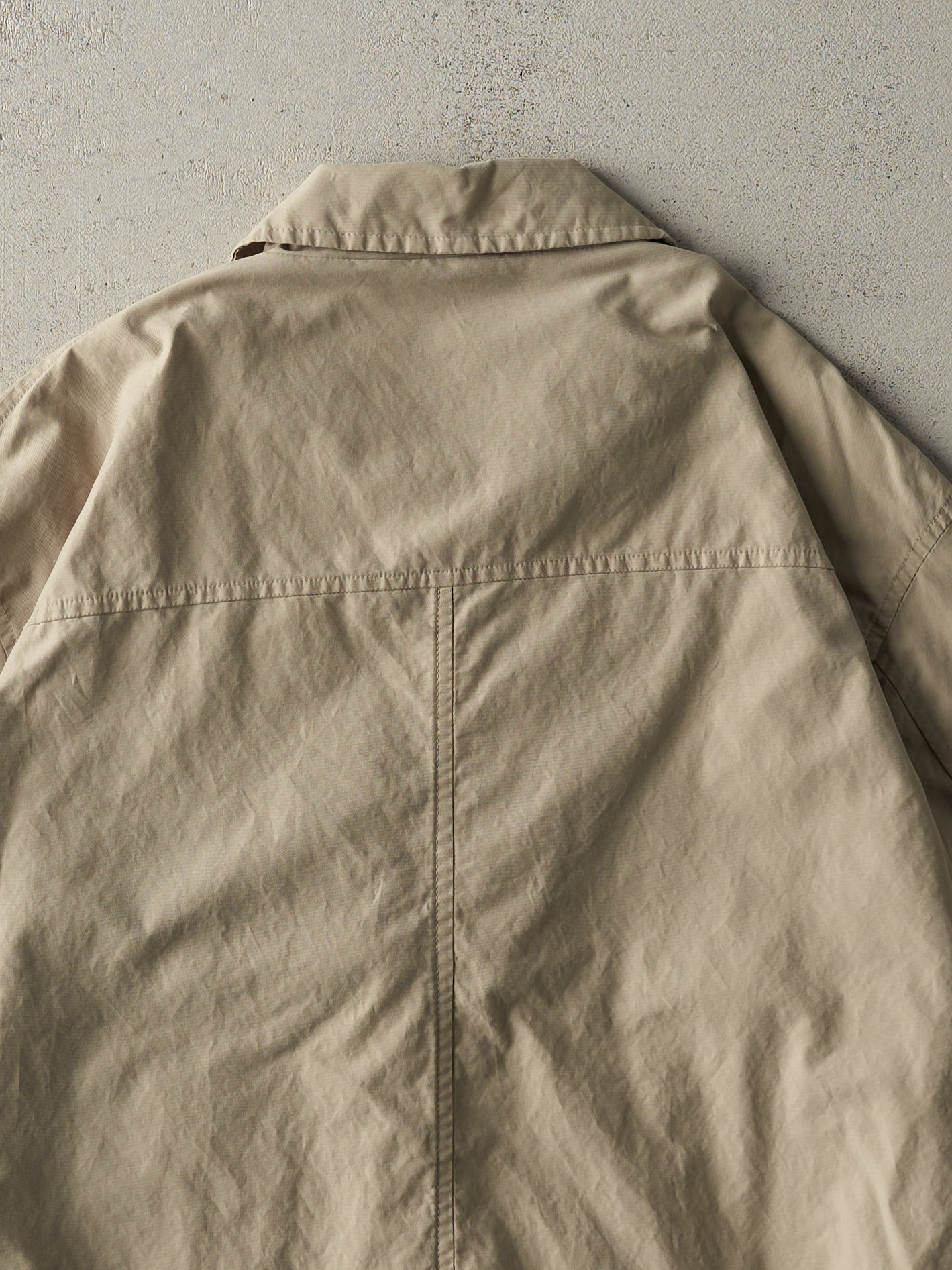 Vintage Y2K Beige Lightweight Harrington Style Jacket (XL)