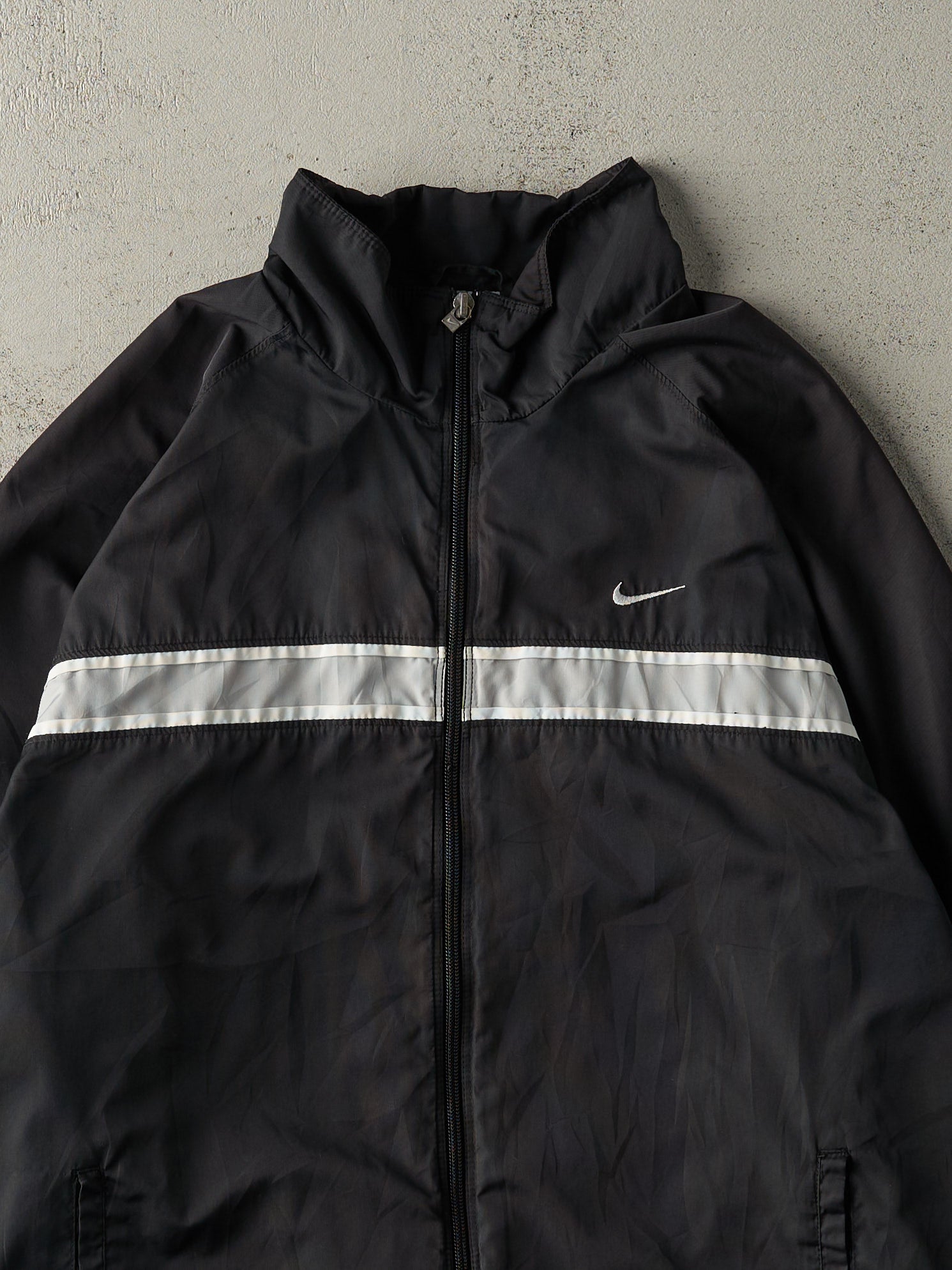 Vintage Y2K Black Reflective Nike Track Jacket (M/L)