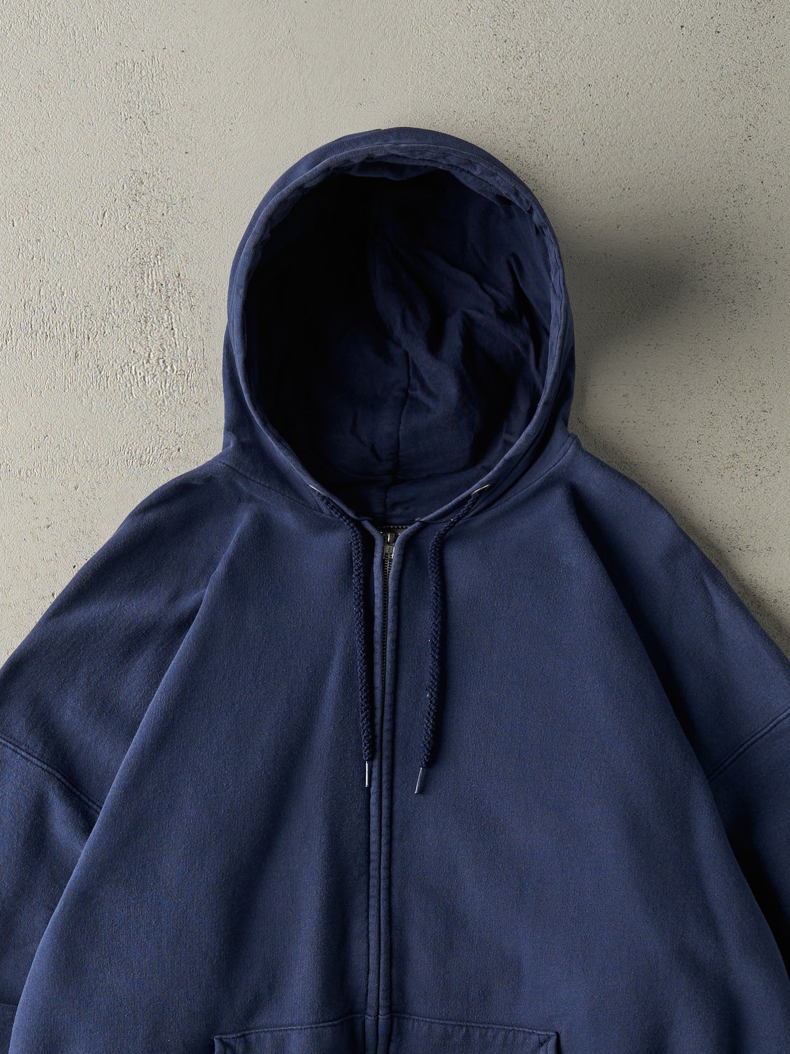 Vintage 90s Navy Blue Blank Zip Up Hoodie (L)