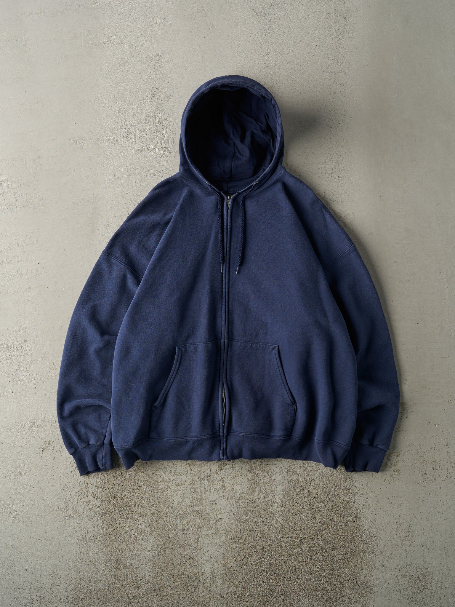 Vintage 90s Navy Blue Blank Zip Up Hoodie (L)