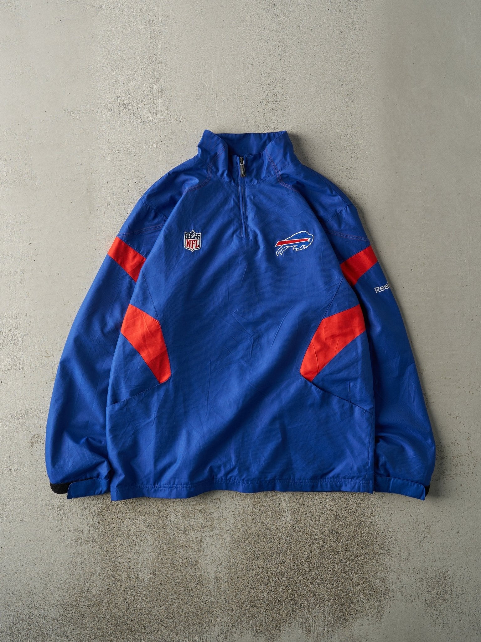 Vintage Y2K Blue Buffalo Bills Quarter Zip Wind Breaker Jacket (L)