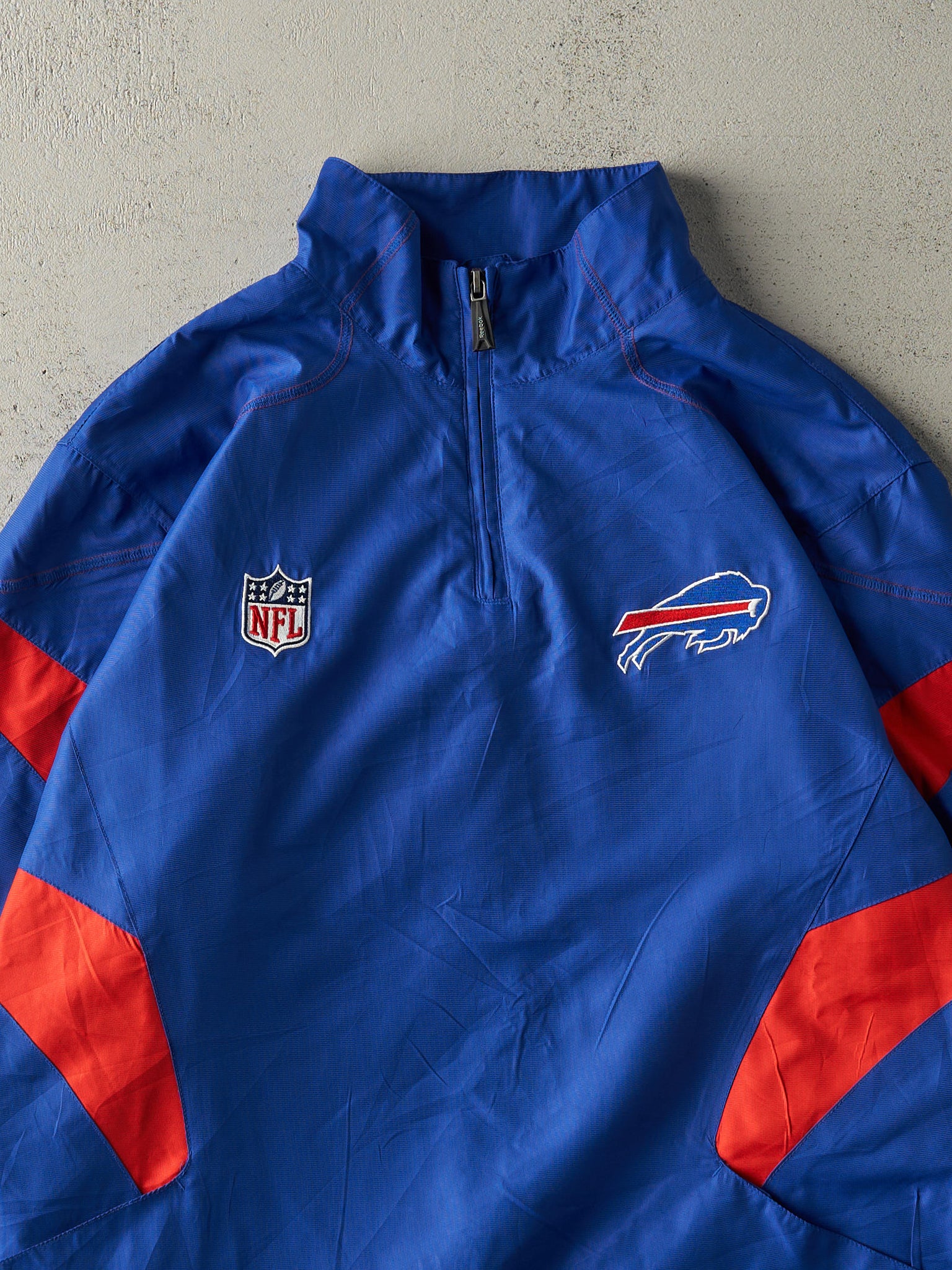 Vintage Y2K Blue Buffalo Bills Quarter Zip Wind Breaker Jacket (L)