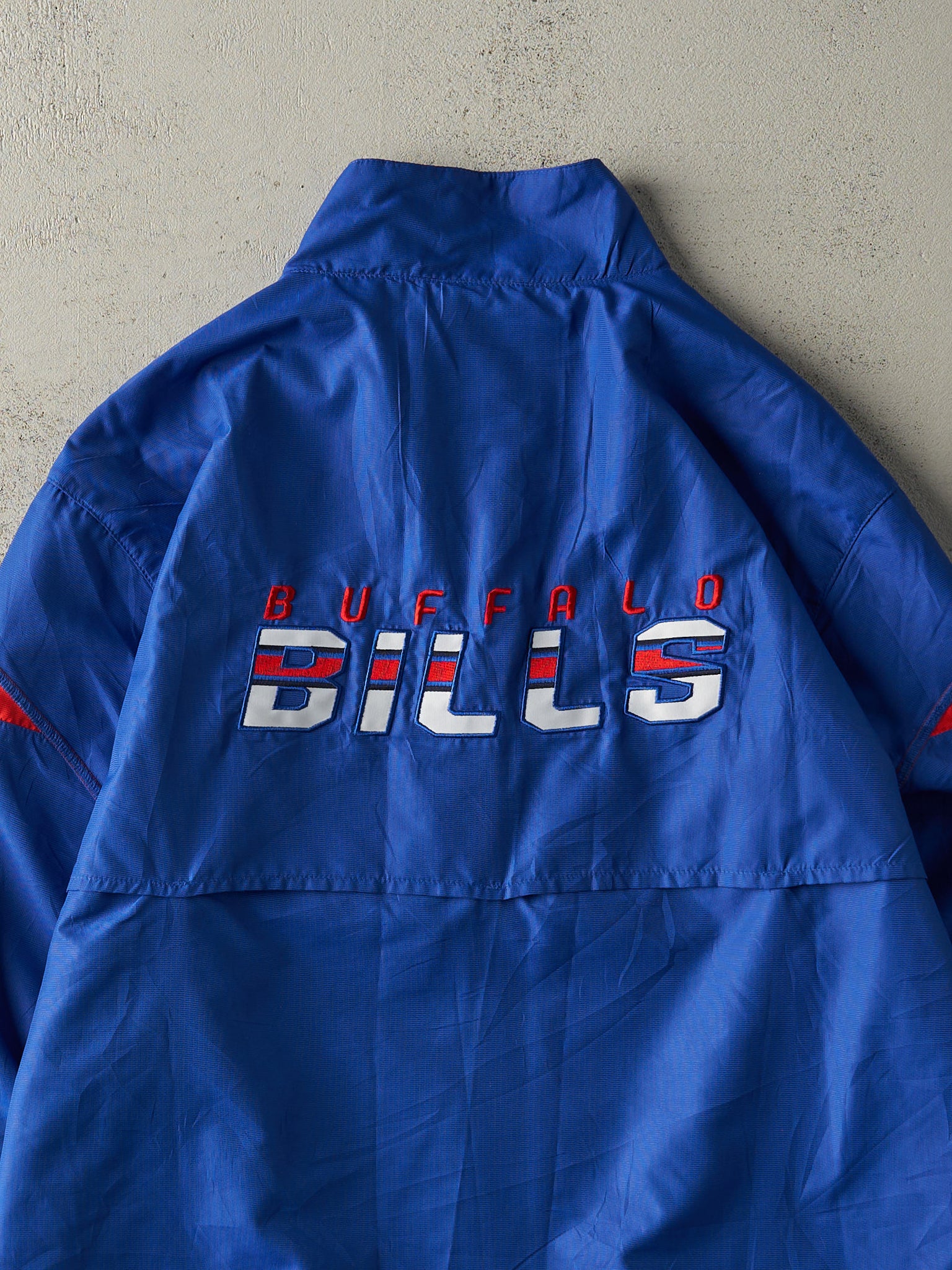 Vintage Y2K Blue Buffalo Bills Quarter Zip Wind Breaker Jacket (L)