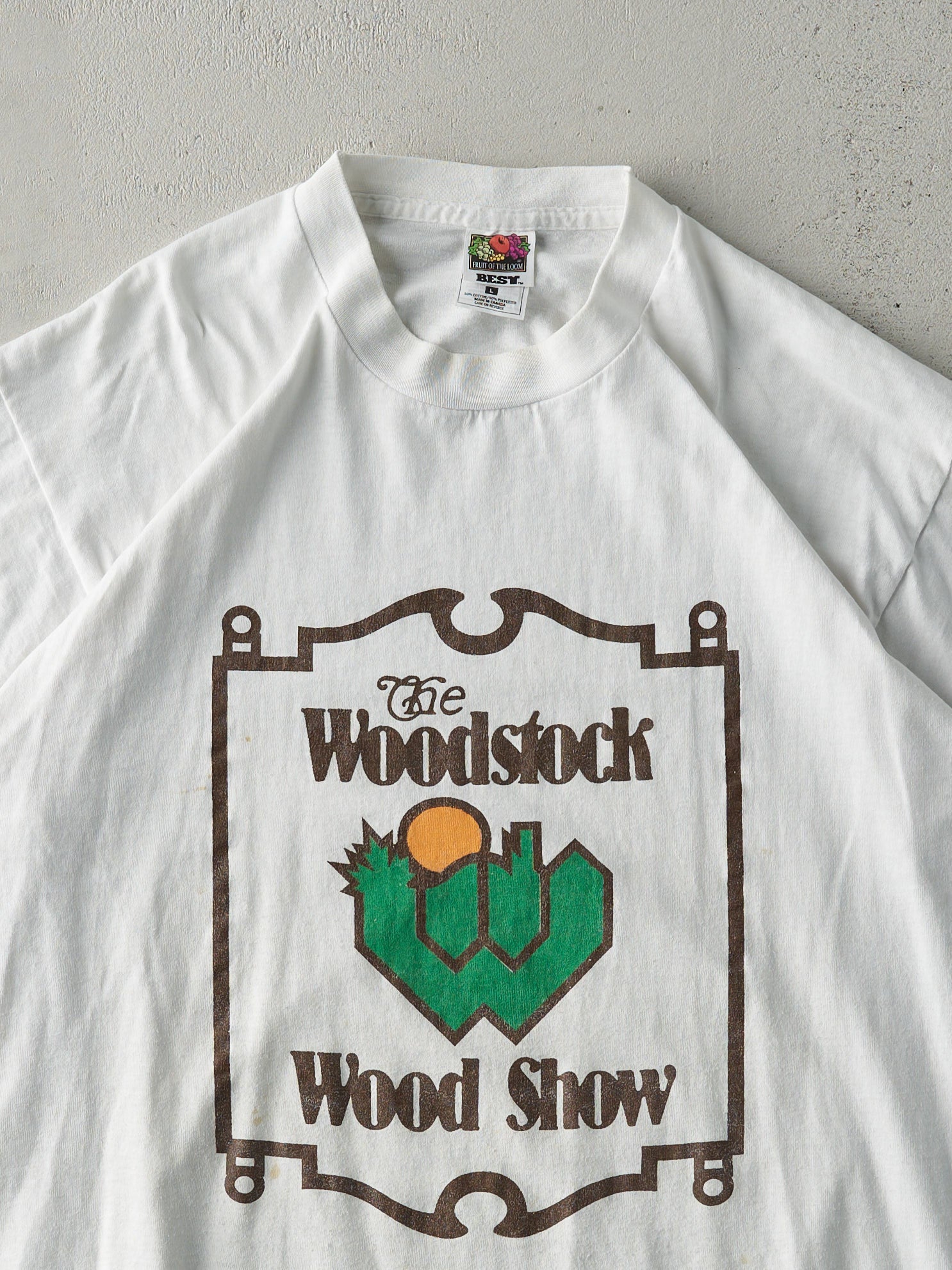 Vintage 90s White Woodstock Wood Show Single Stitch Tee (M)