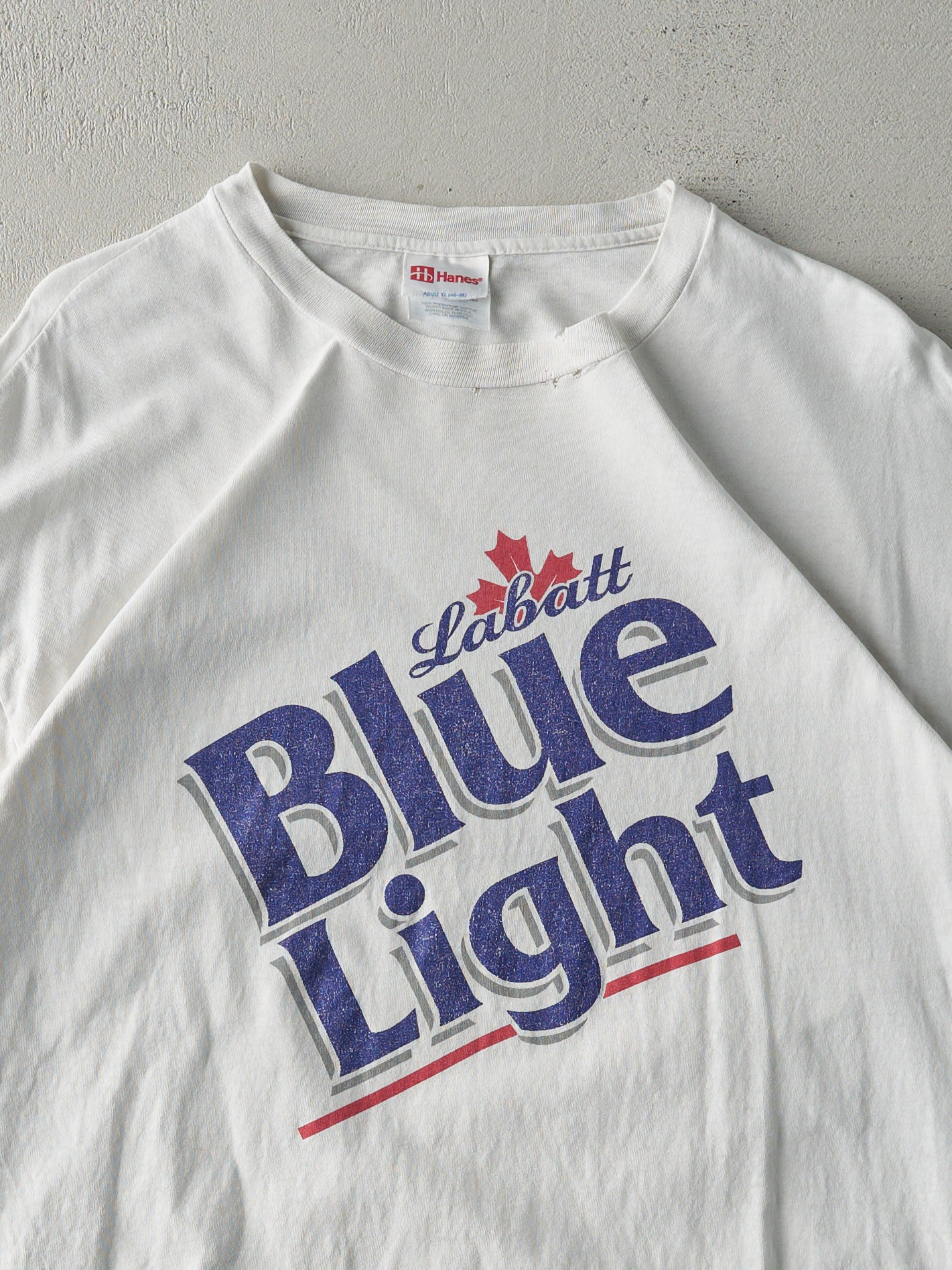 Vintage 90s White Labatt Blue Light Beer Tee (M)