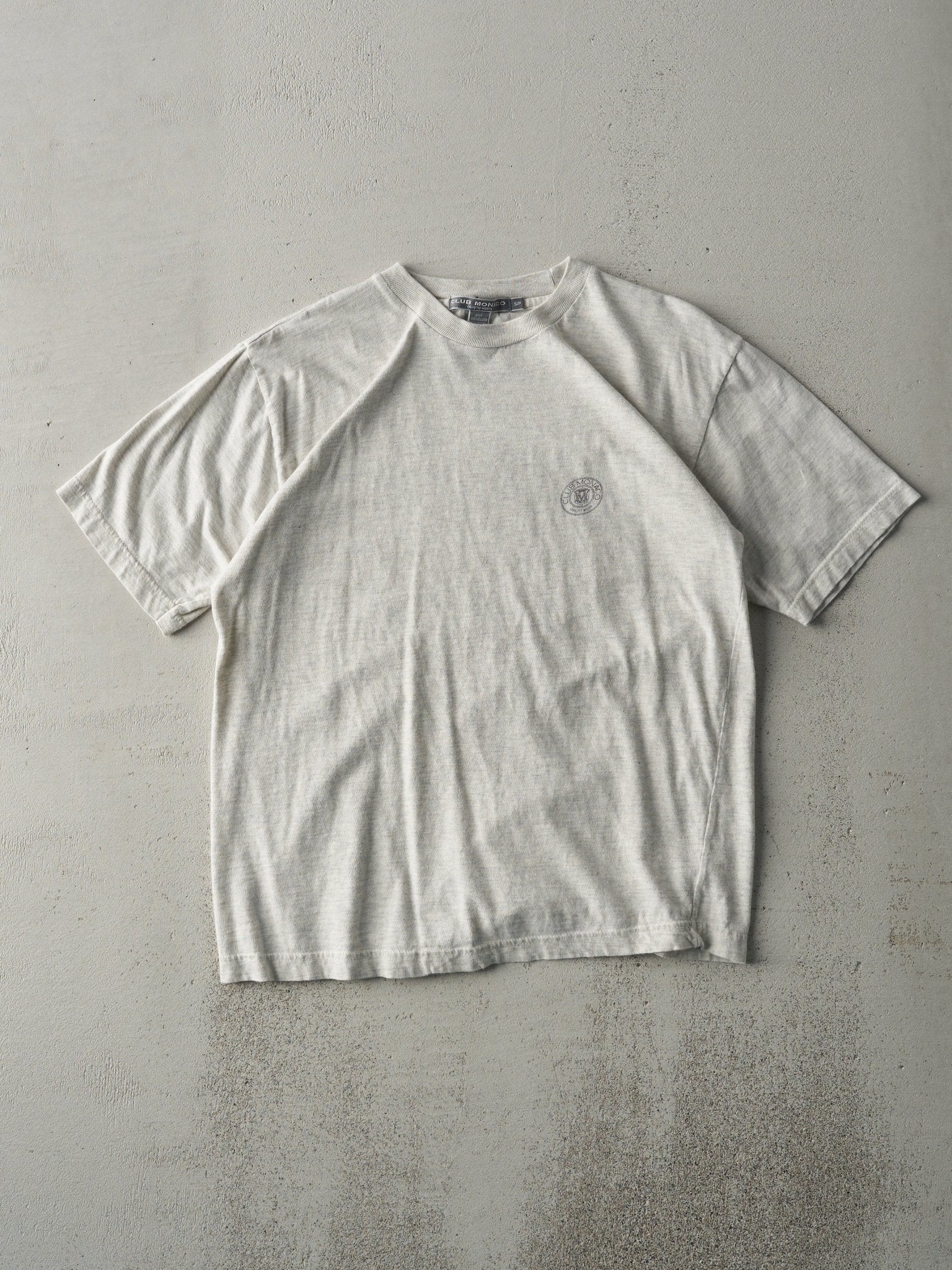 Vintage 90s Heather Grey Club Monaco Logo Tee (M)