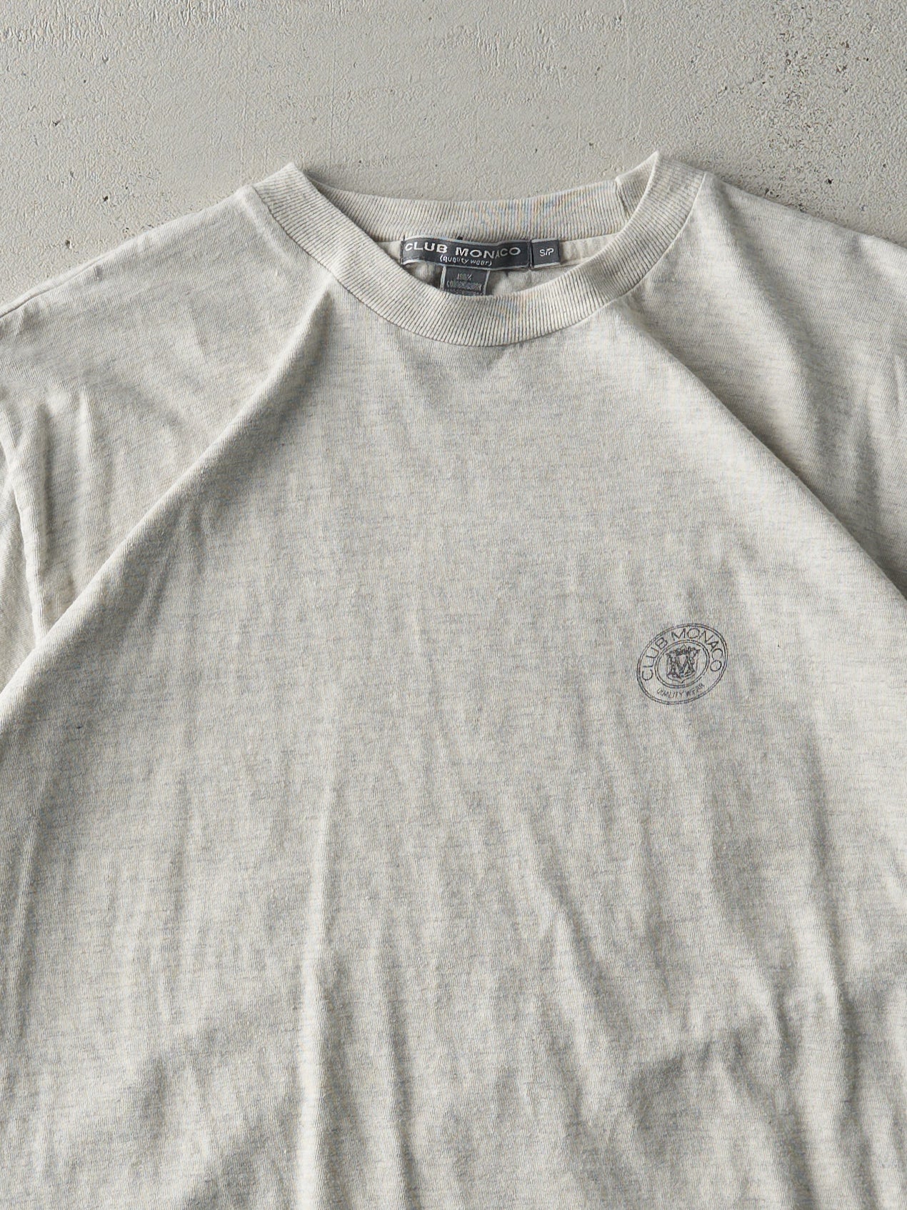 Vintage 90s Heather Grey Club Monaco Logo Tee (M)