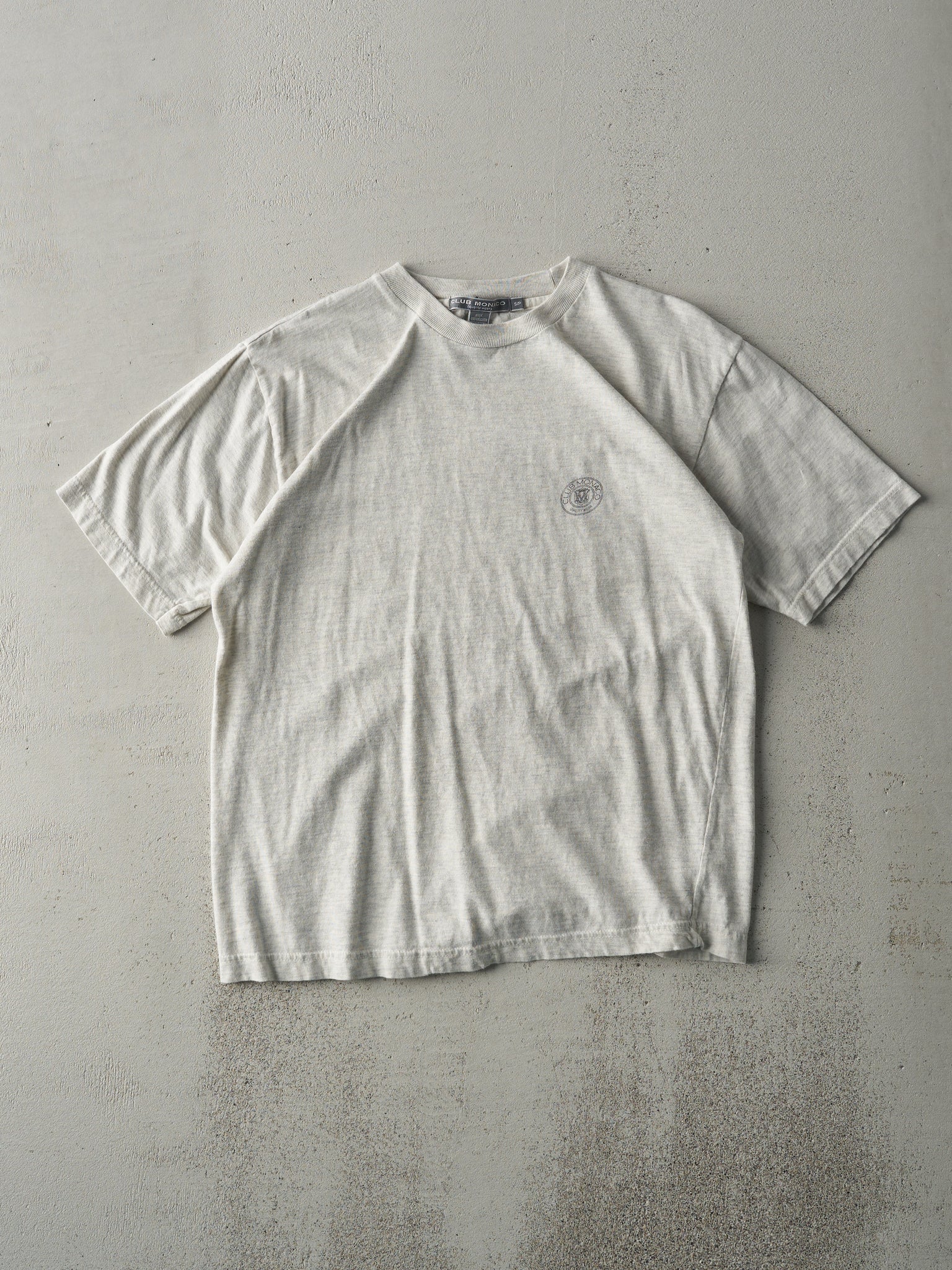 Vintage 90s Heather Grey Club Monaco Logo Tee (M)