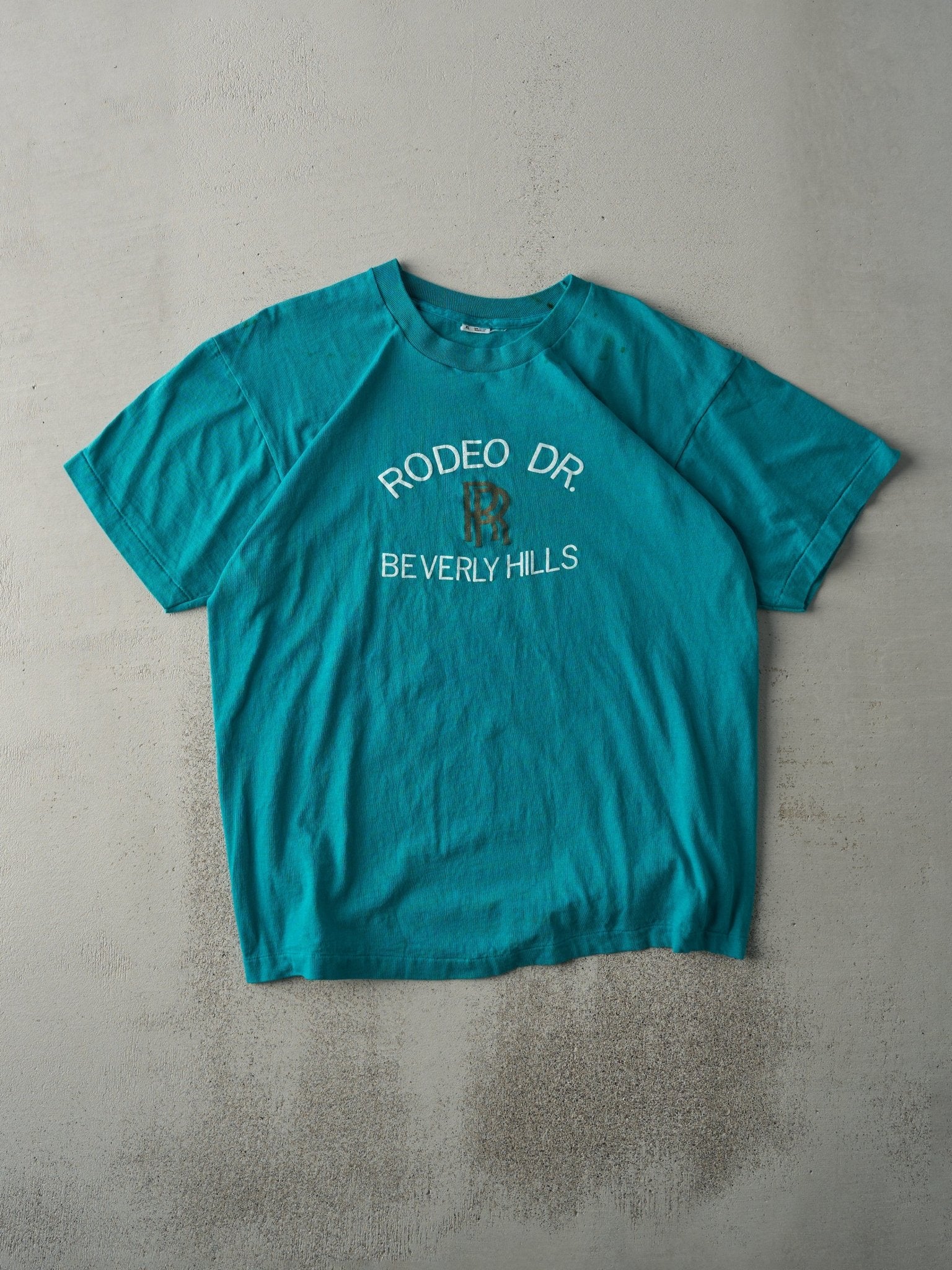 Vintage 90s Teal Rodeo Drive Beverly Hills Single Stitch Tee (M/L)