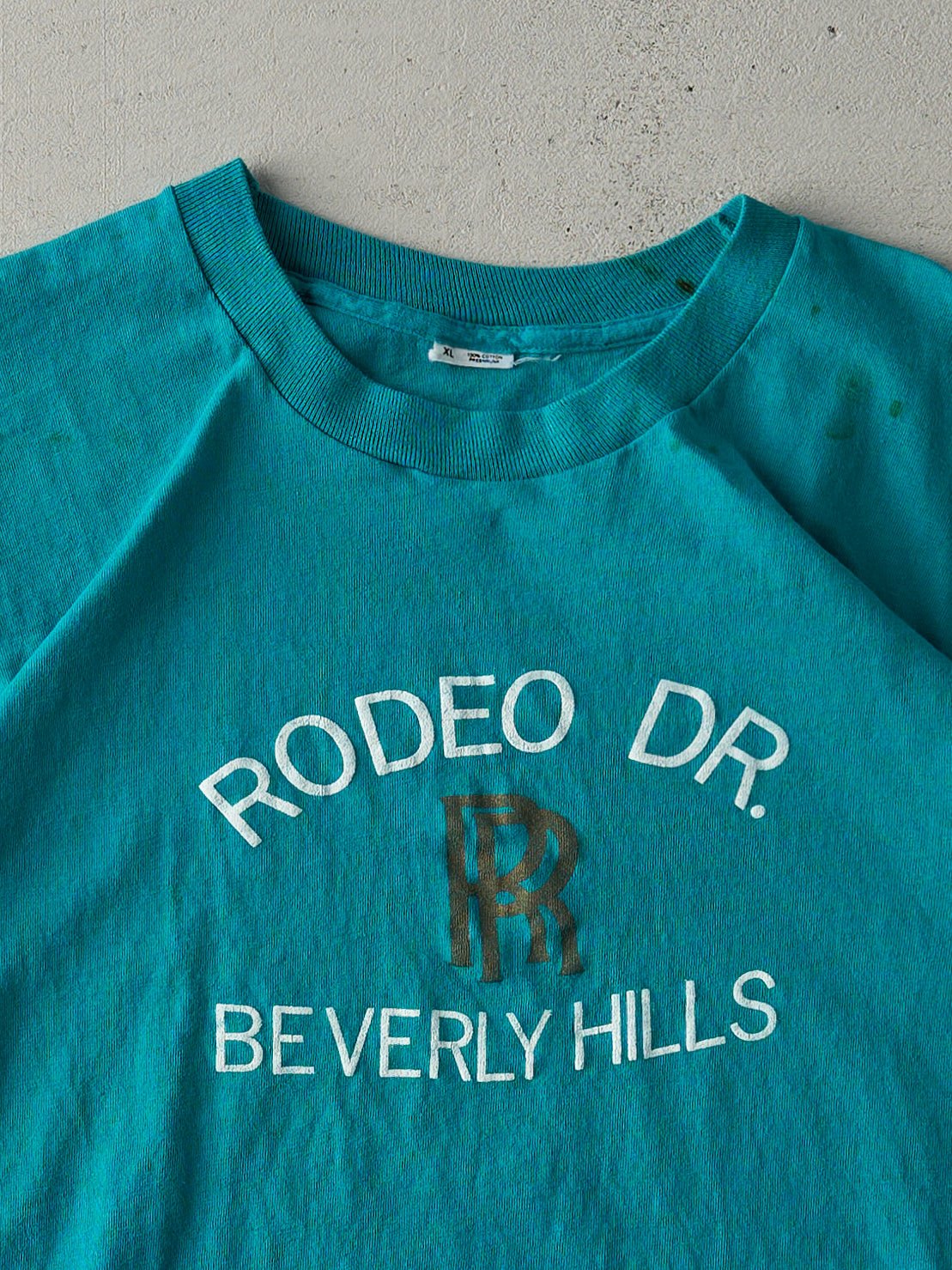 Vintage 90s Teal Rodeo Drive Beverly Hills Single Stitch Tee (M/L)