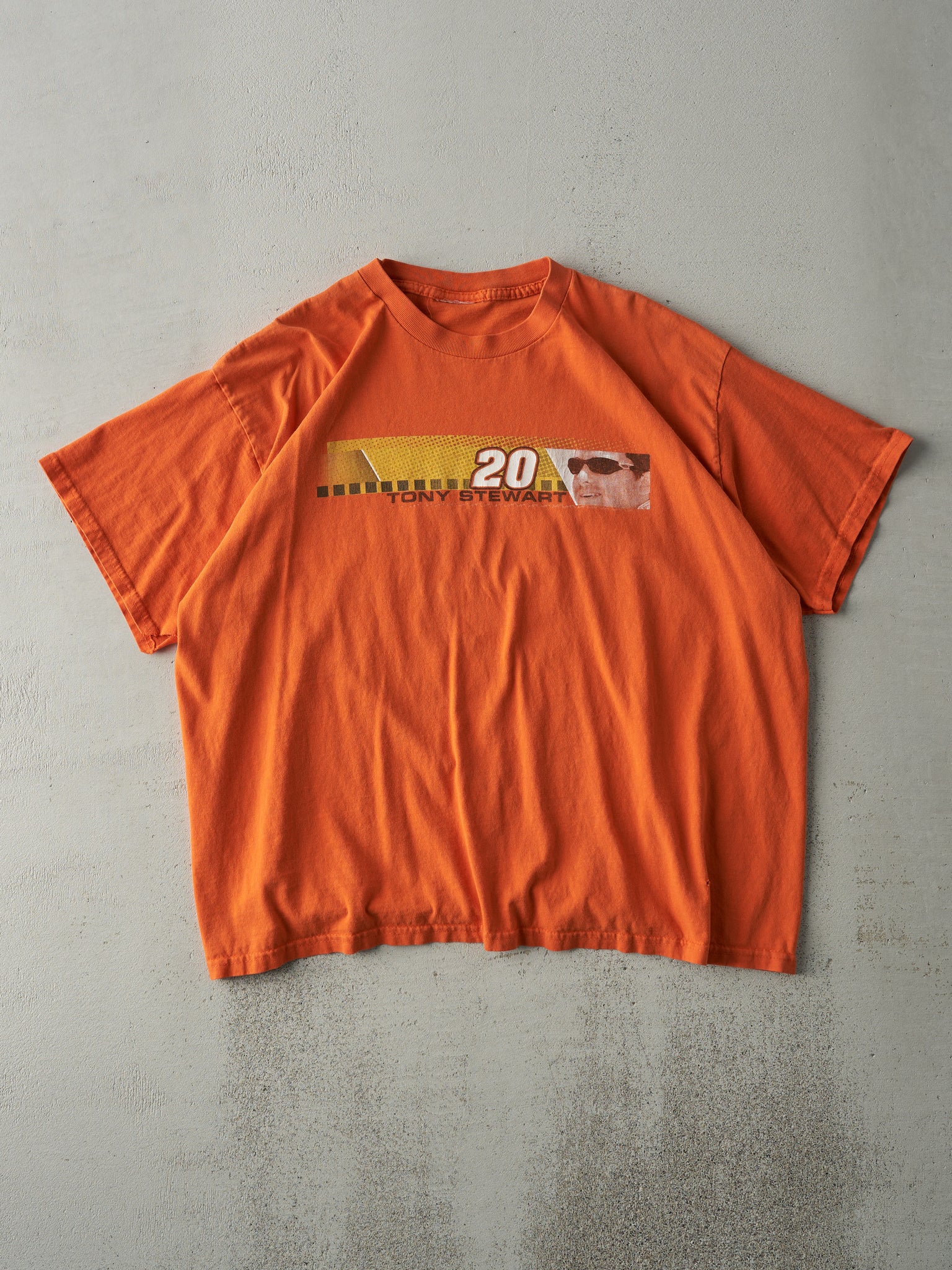 Vintage Y2K Orange Tony Stewart Nascar Racing Boxy Tee (L)