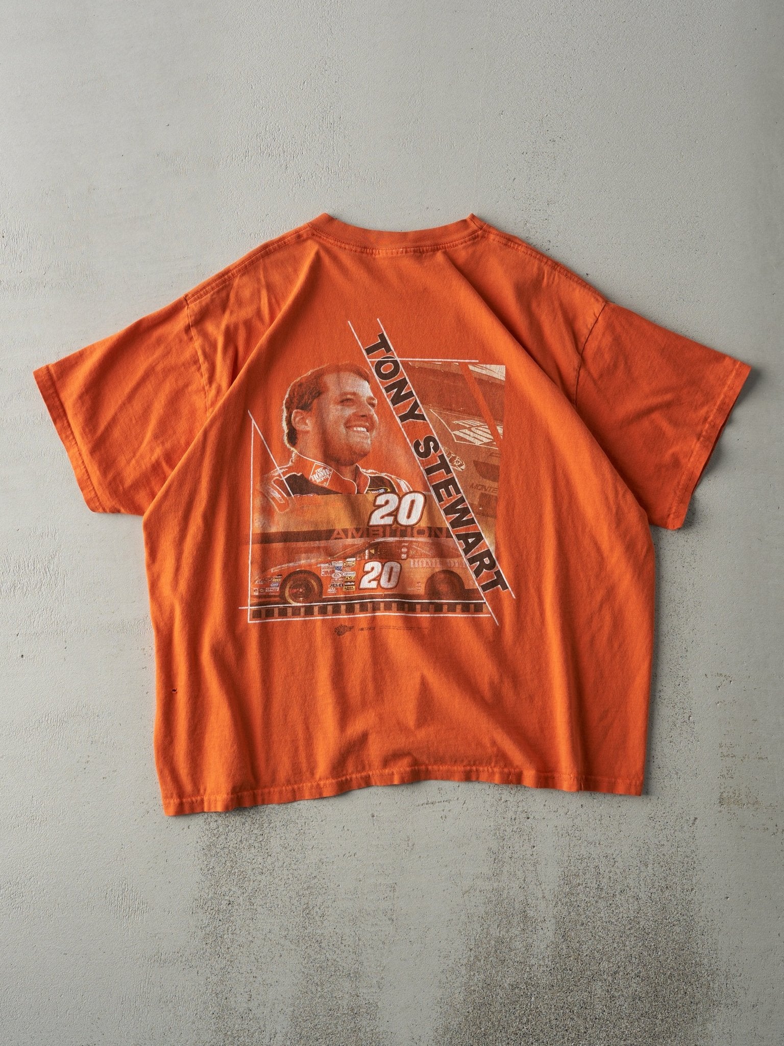 Vintage Y2K Orange Tony Stewart Nascar Racing Boxy Tee (L)
