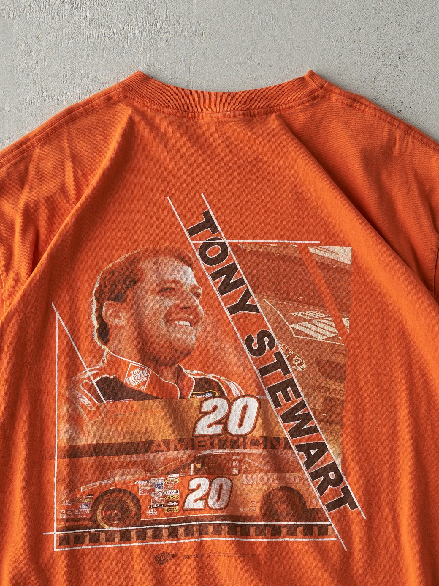 Vintage Y2K Orange Tony Stewart Nascar Racing Boxy Tee (L)