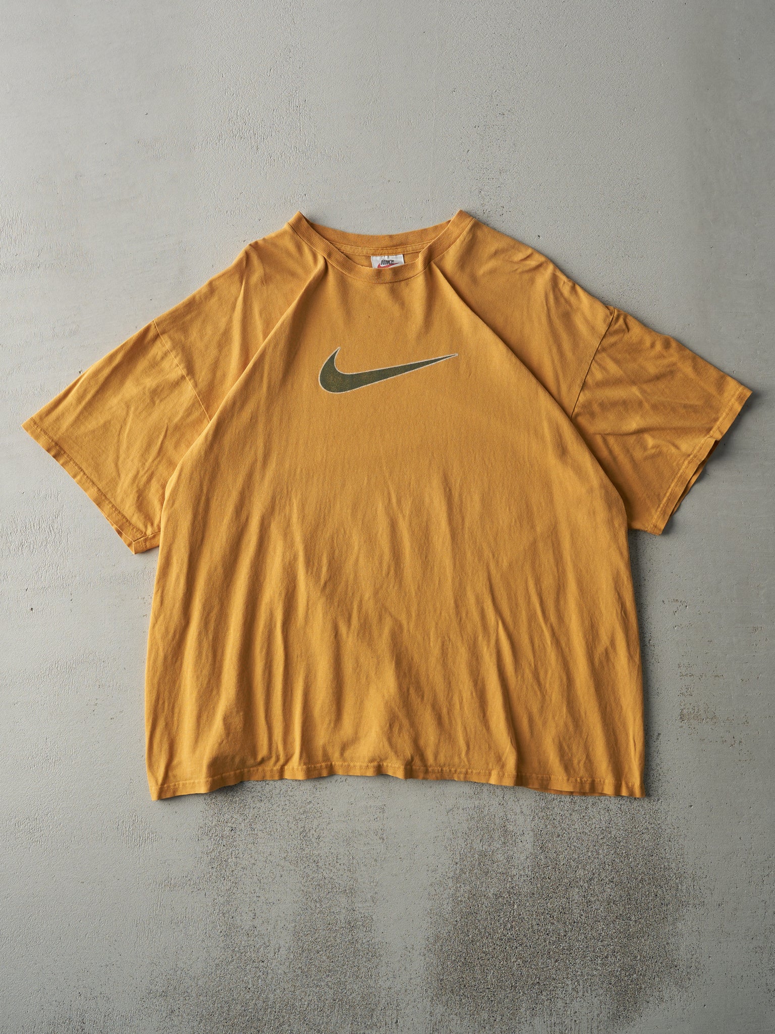 Vintage 90s Yellow Nike Swoosh Tee (L)