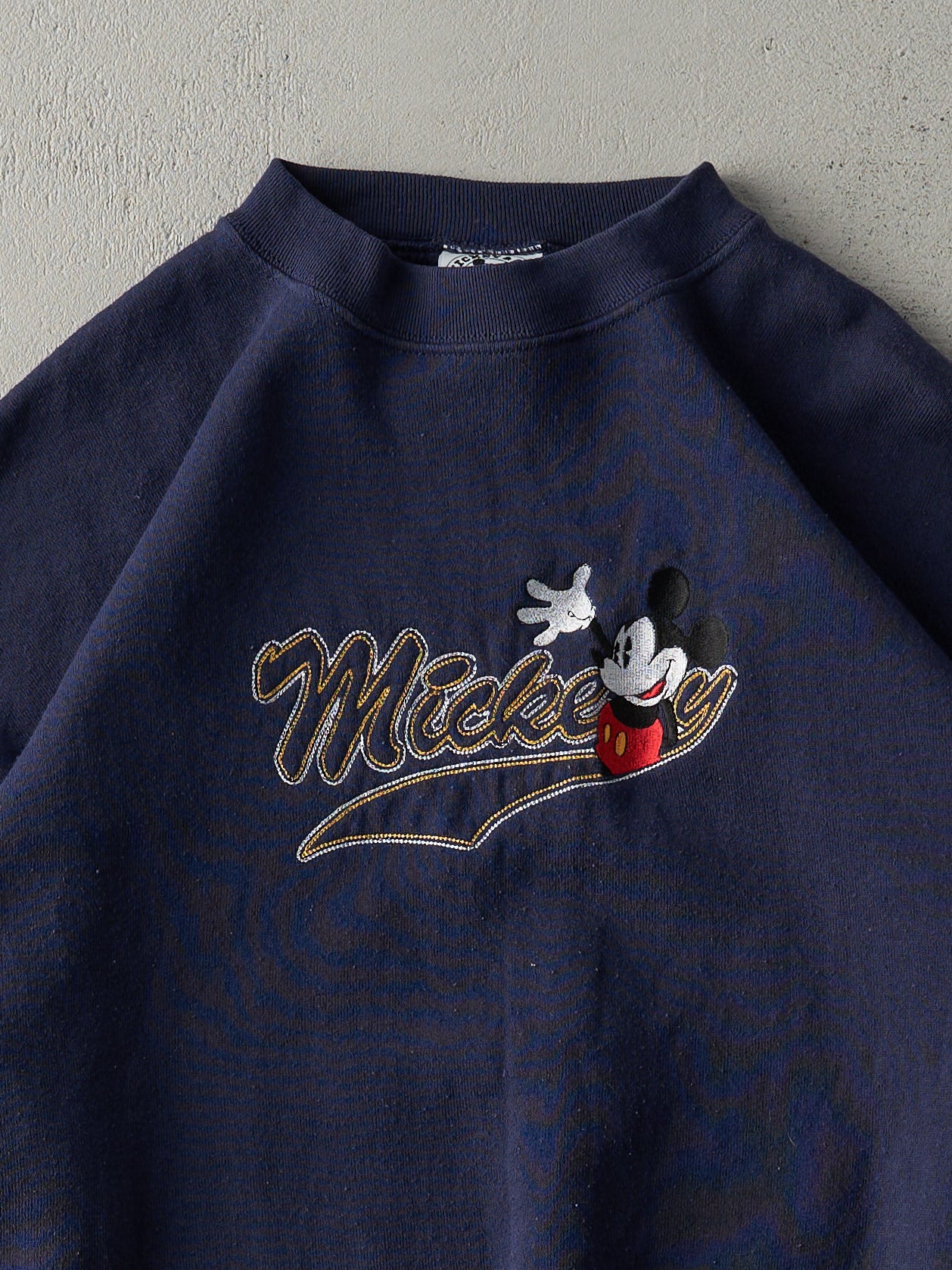 Vintage 90s Navy Blue Mickey Mouse Embroidered Crewneck (L)