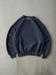 Vintage 90s Washed Navy Blue Russell Athletic Blank Crewneck (M/L)