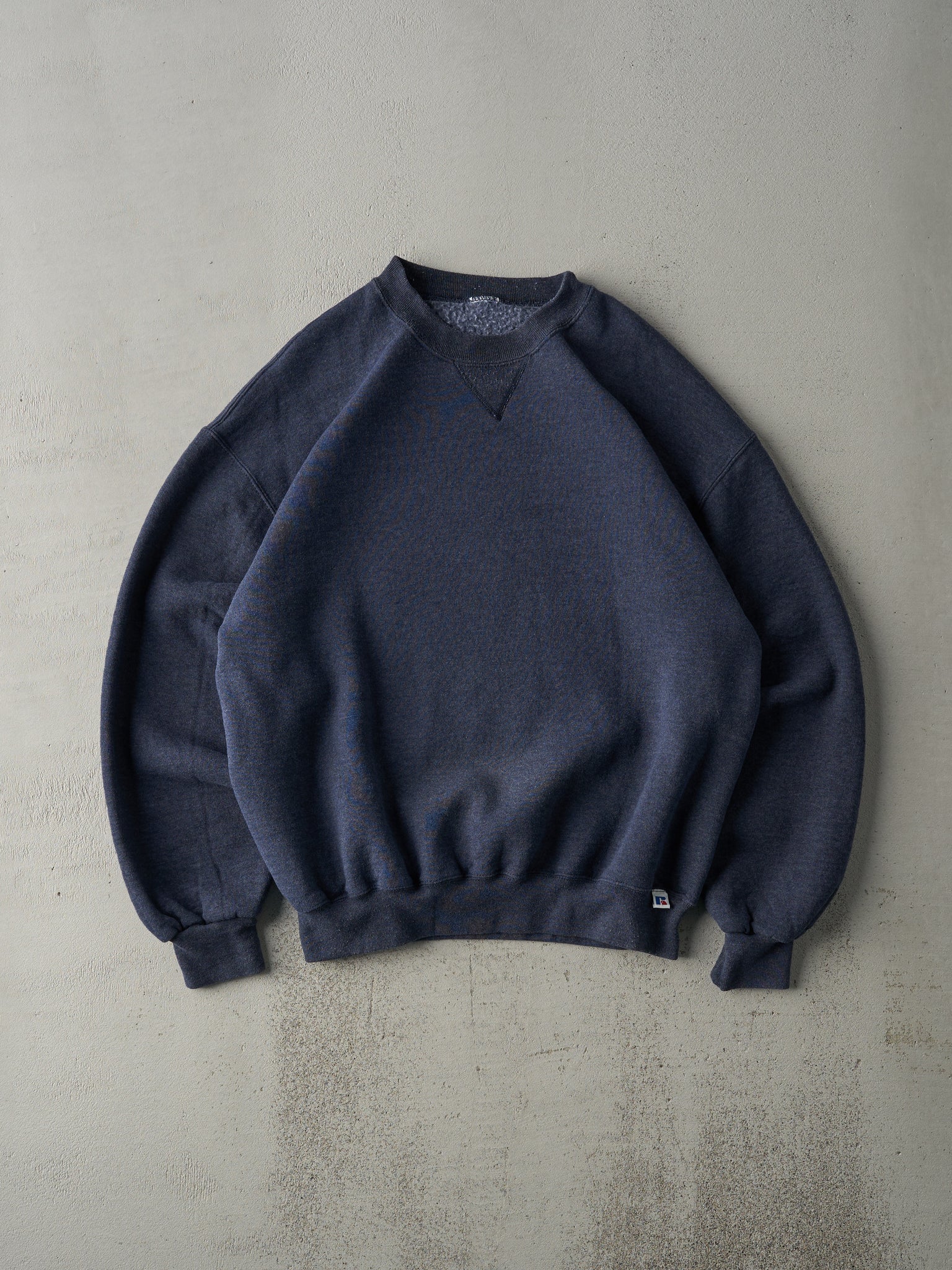 Vintage 90s Washed Navy Blue Russell Athletic Blank Crewneck (M/L)