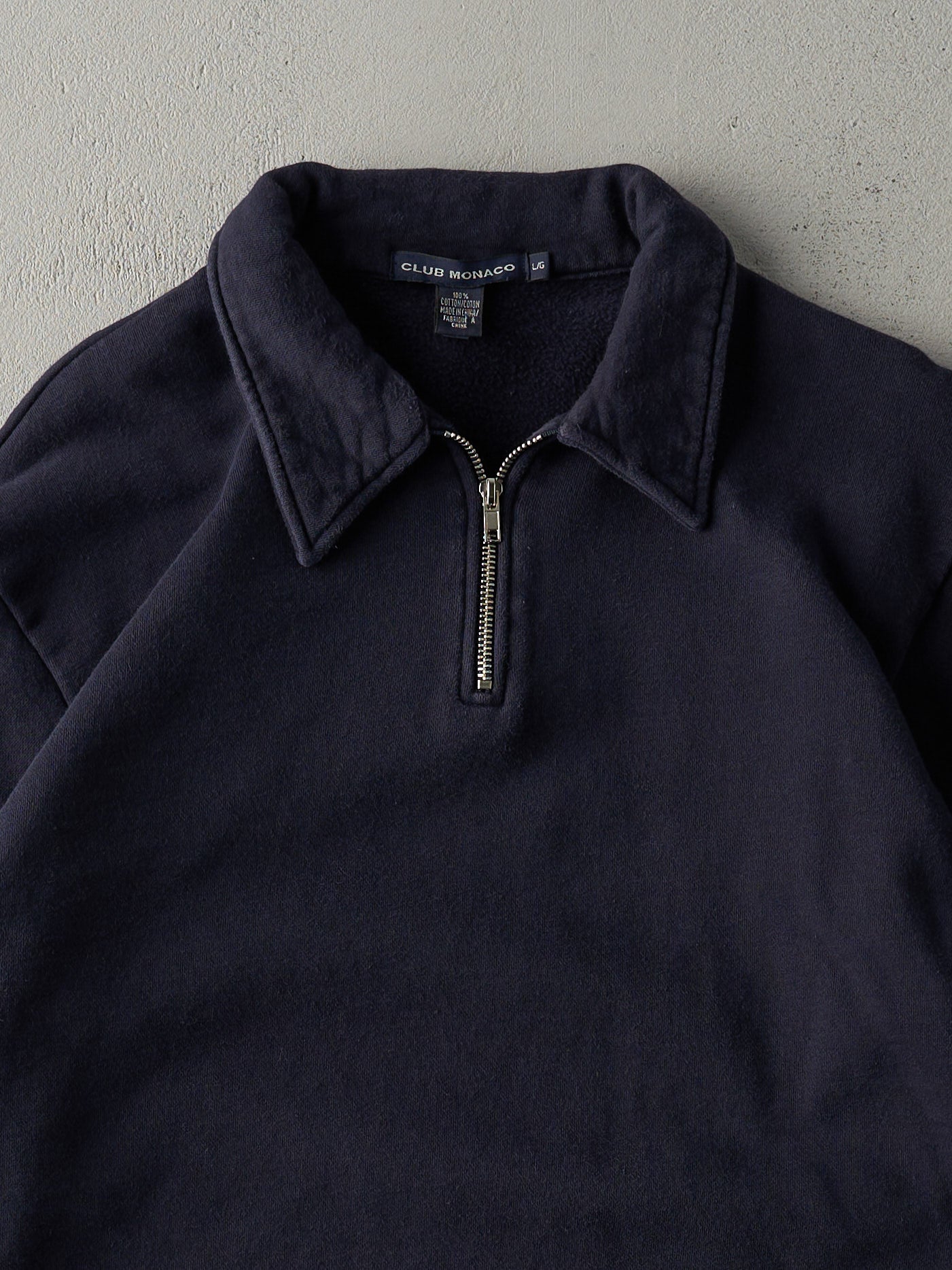 Vintage 90s Navy Club Monaco Sport Blank Quarter Zip Crewneck (L)