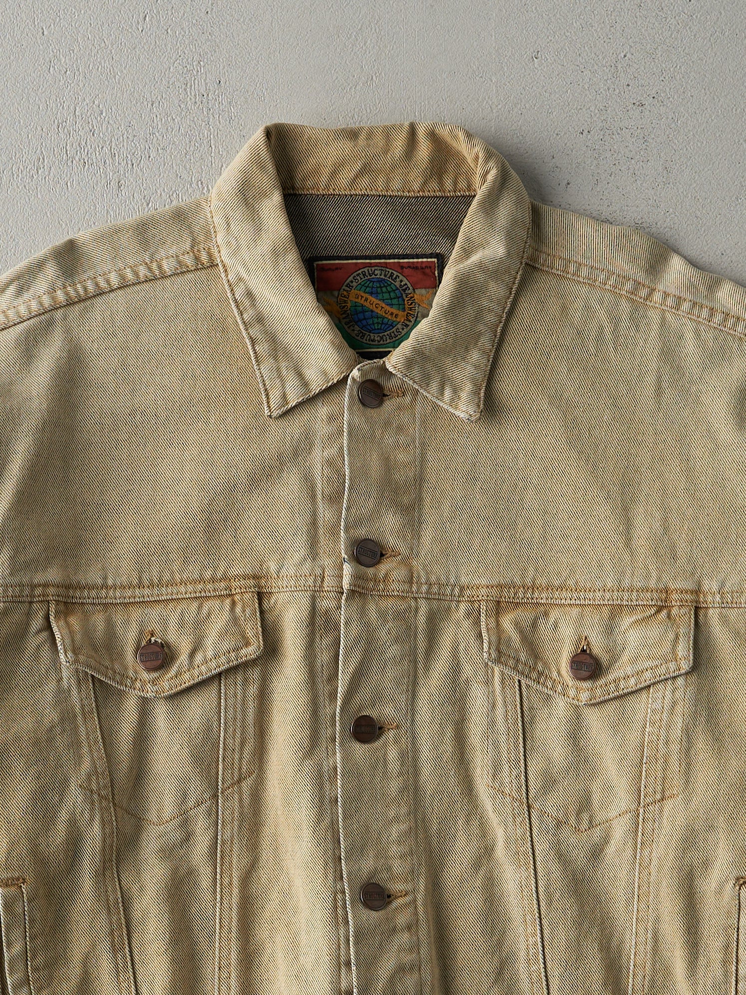 Vintage 90s Beige Structure Jeans Wear Denim Jacket (M)