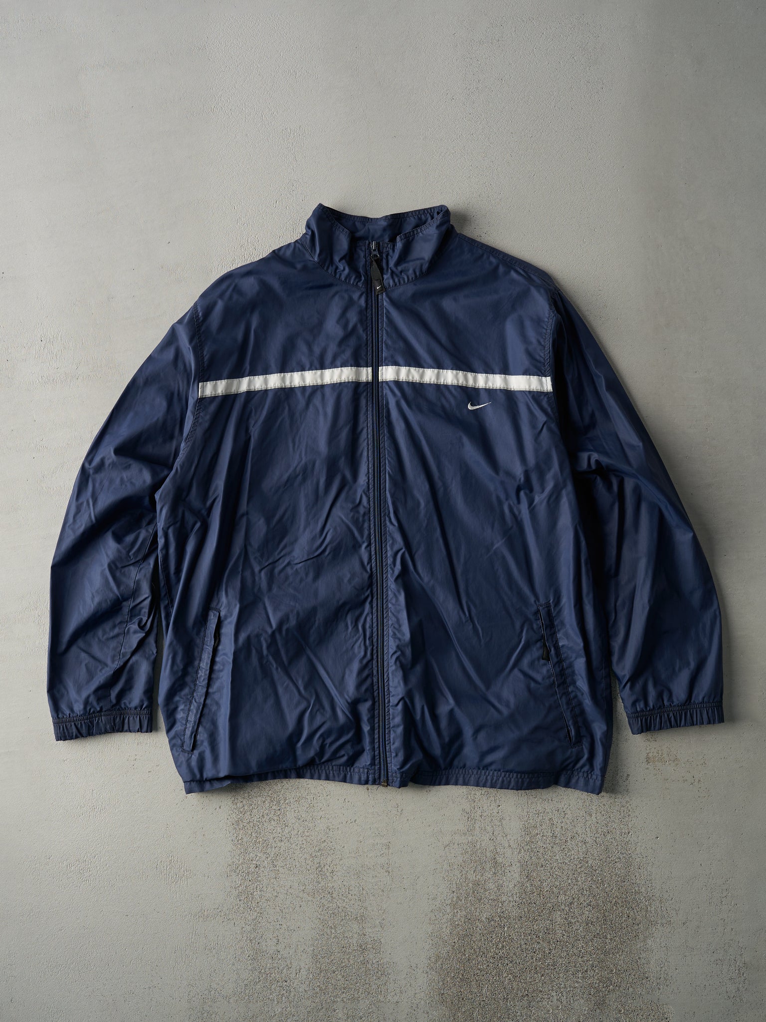 Vintage Y2K Navy Blue Nike Wind Breaker Jacket (L)