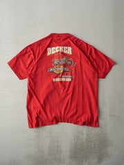 Vintage 93' Red Madison Wisconsin Harley Davidson Quarter Button Single Stitch Tee (L) no