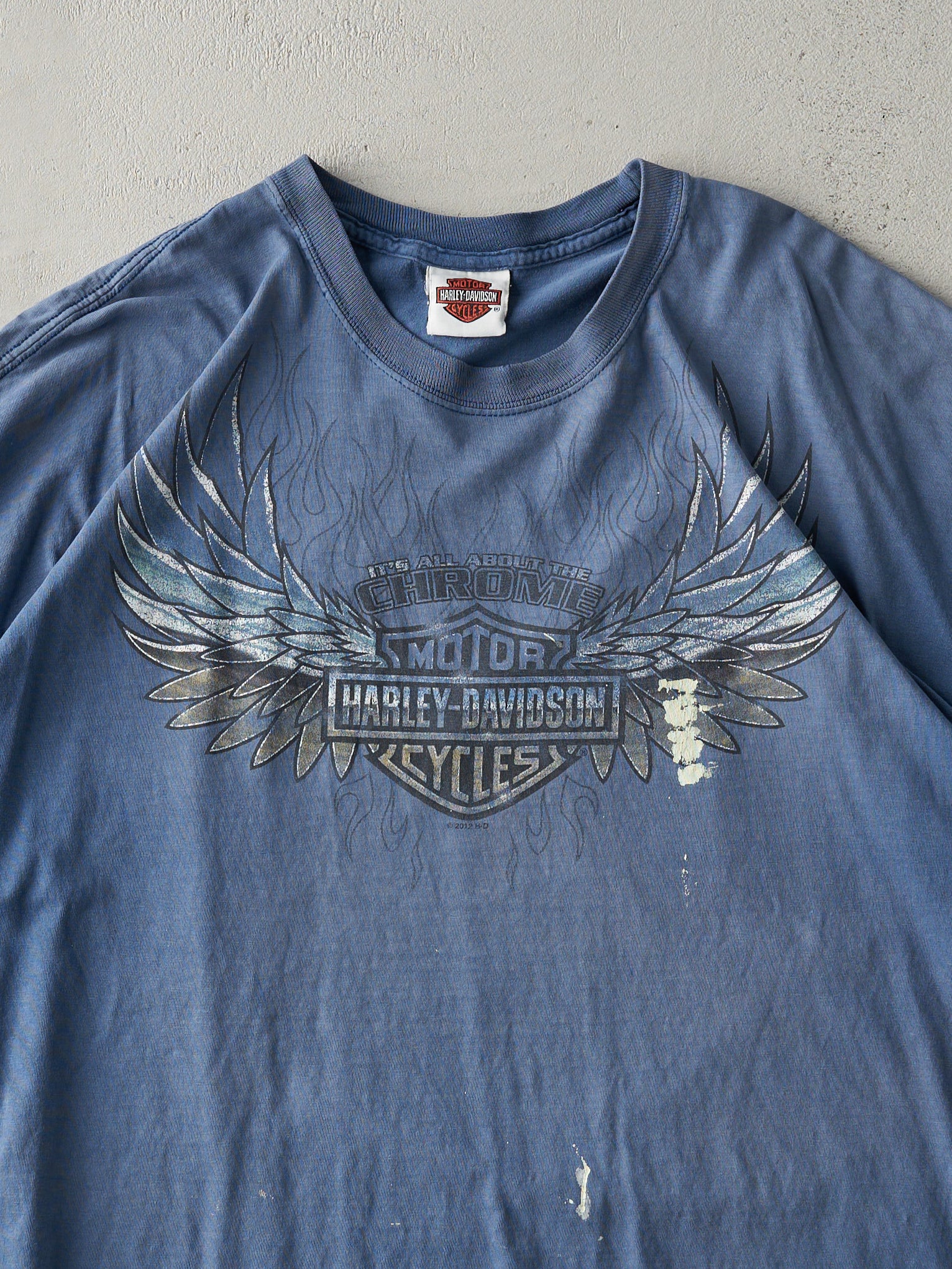 Vintage 12' Slate Blue Fort Wayne Indiana Harley Davidson Tee (L)