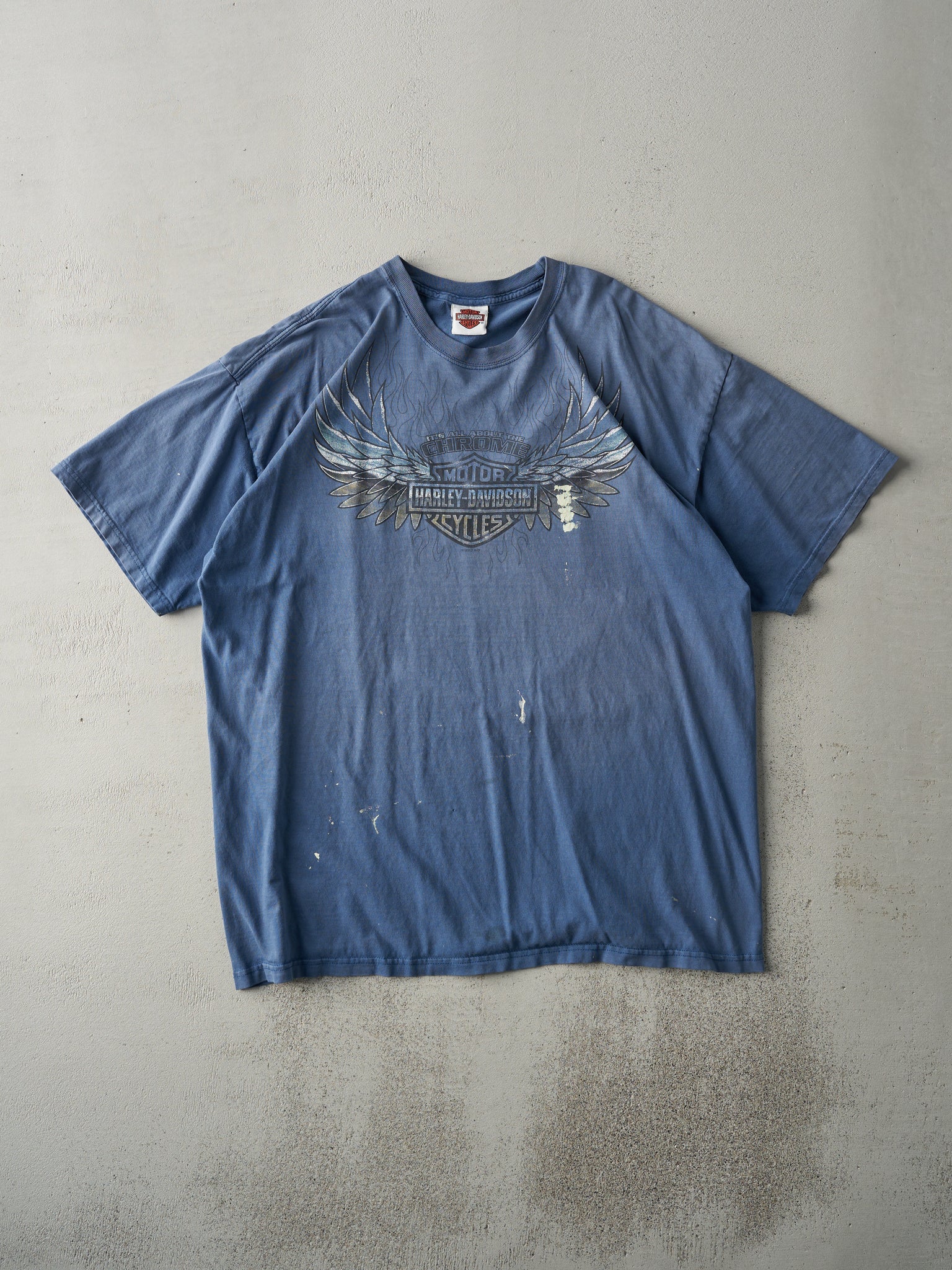 Vintage 12' Slate Blue Fort Wayne Indiana Harley Davidson Tee (L)