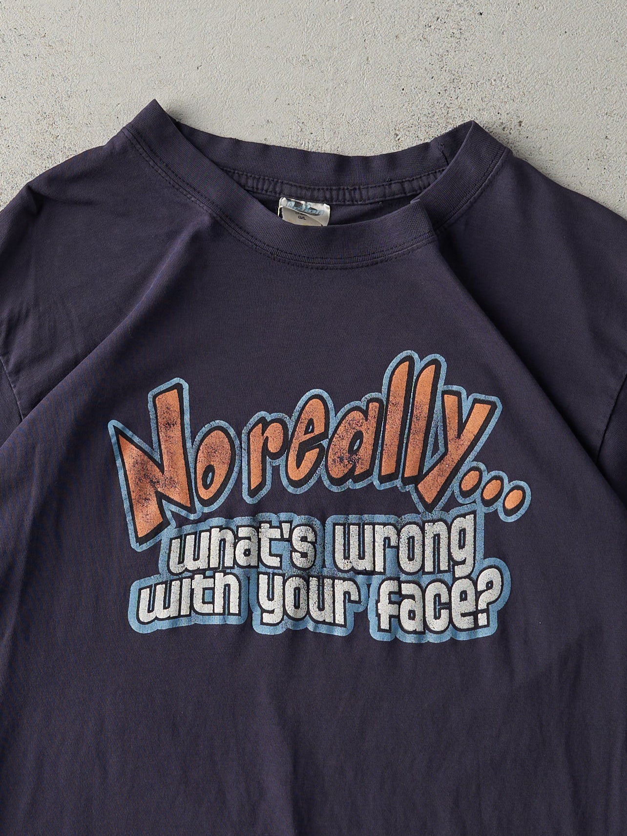 Vintage Y2K Navy Blue "No Really..." Tee (M)