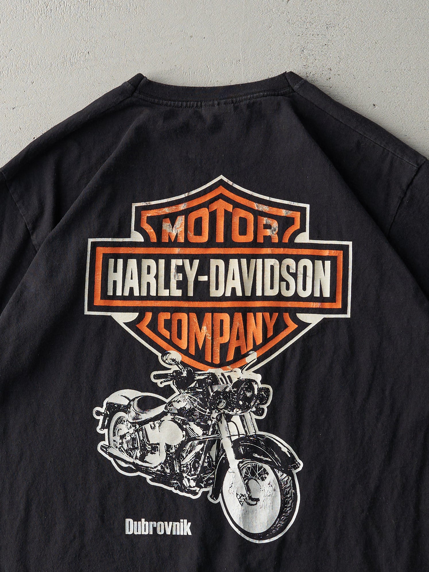 Vintage 90s Black Dubrovnik Euro Harley Davidson Embroidered Tee (S/M)