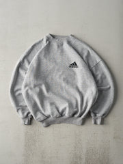 Vintage 90s Heather Grey Embroidered Adidas Logo Crewneck (M)