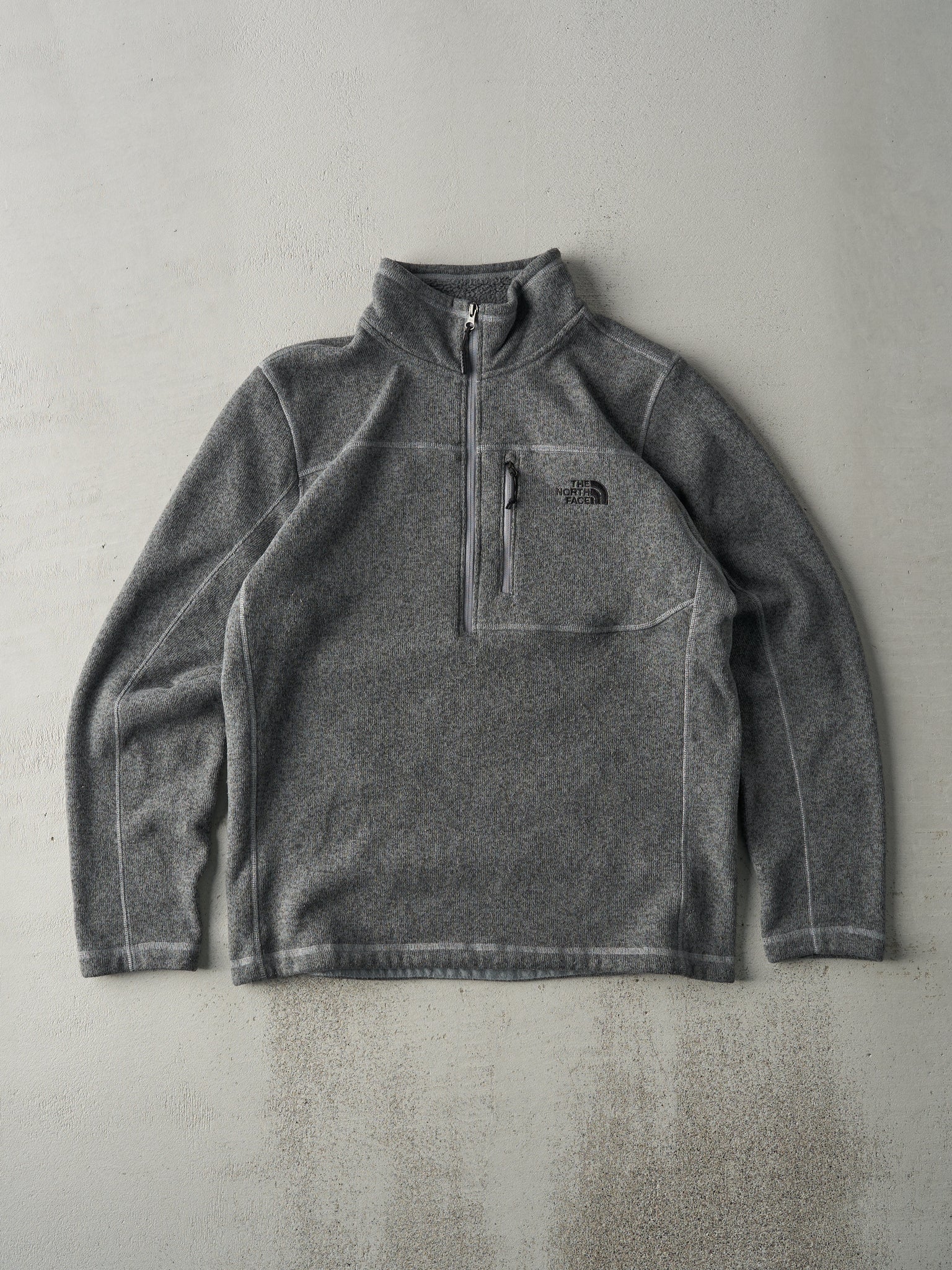 Vintage Y2K Charcoal Grey The North Face Polar Fleece Quarter Zip Sweater (L)