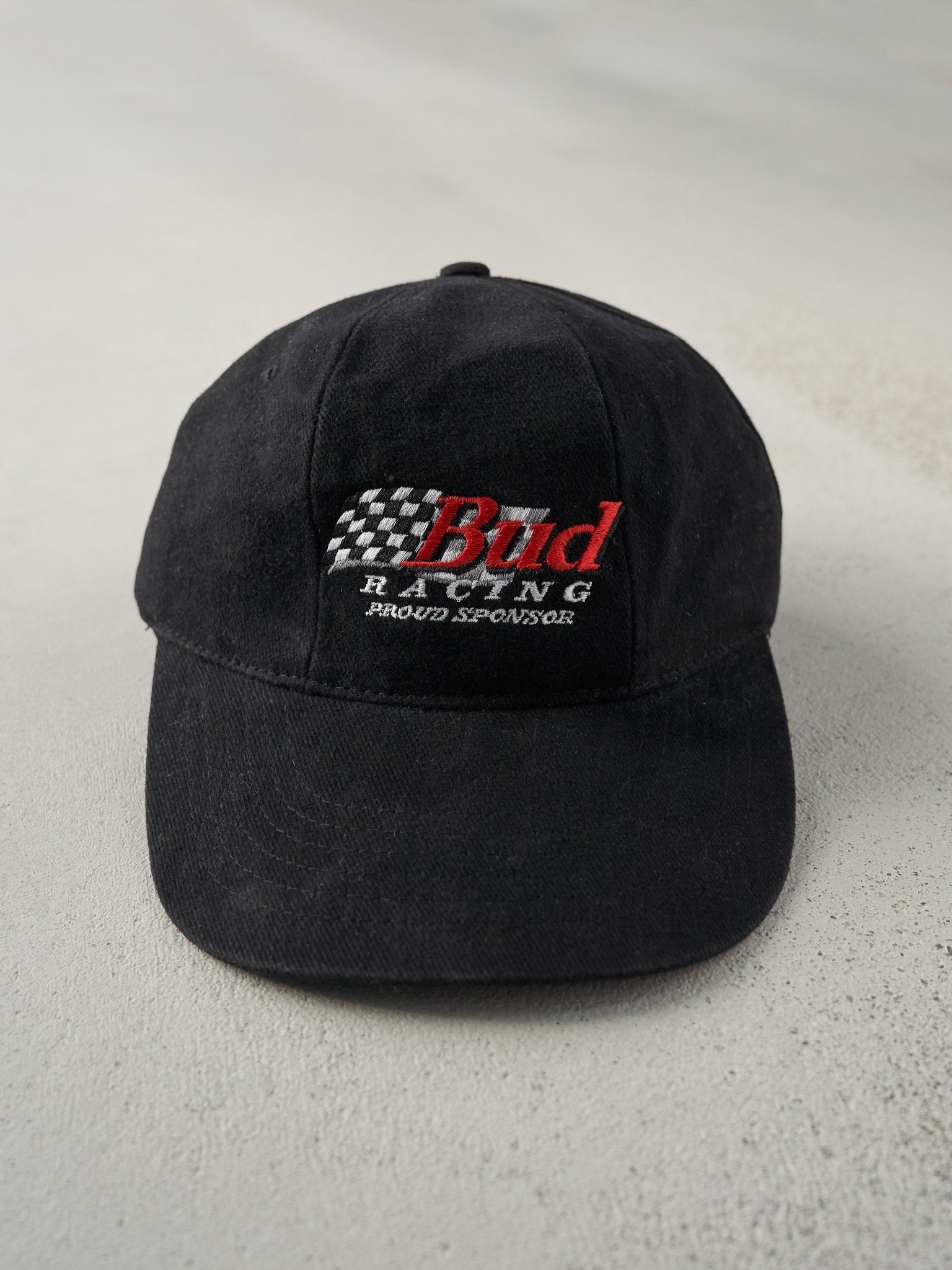 Vintage 90s Black Budweiser Racing Strapback Hat