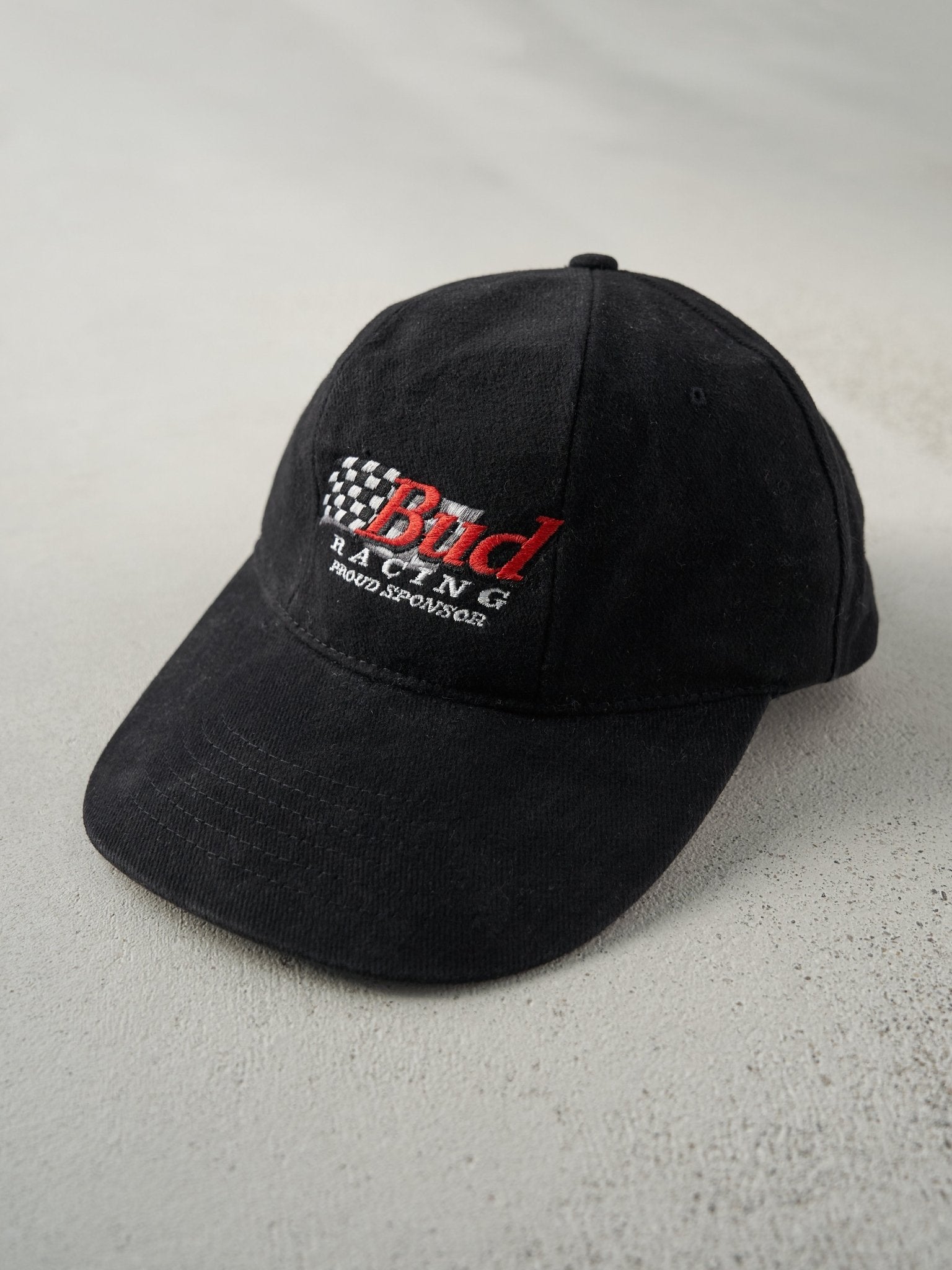 Vintage 90s Black Budweiser Racing Strapback Hat