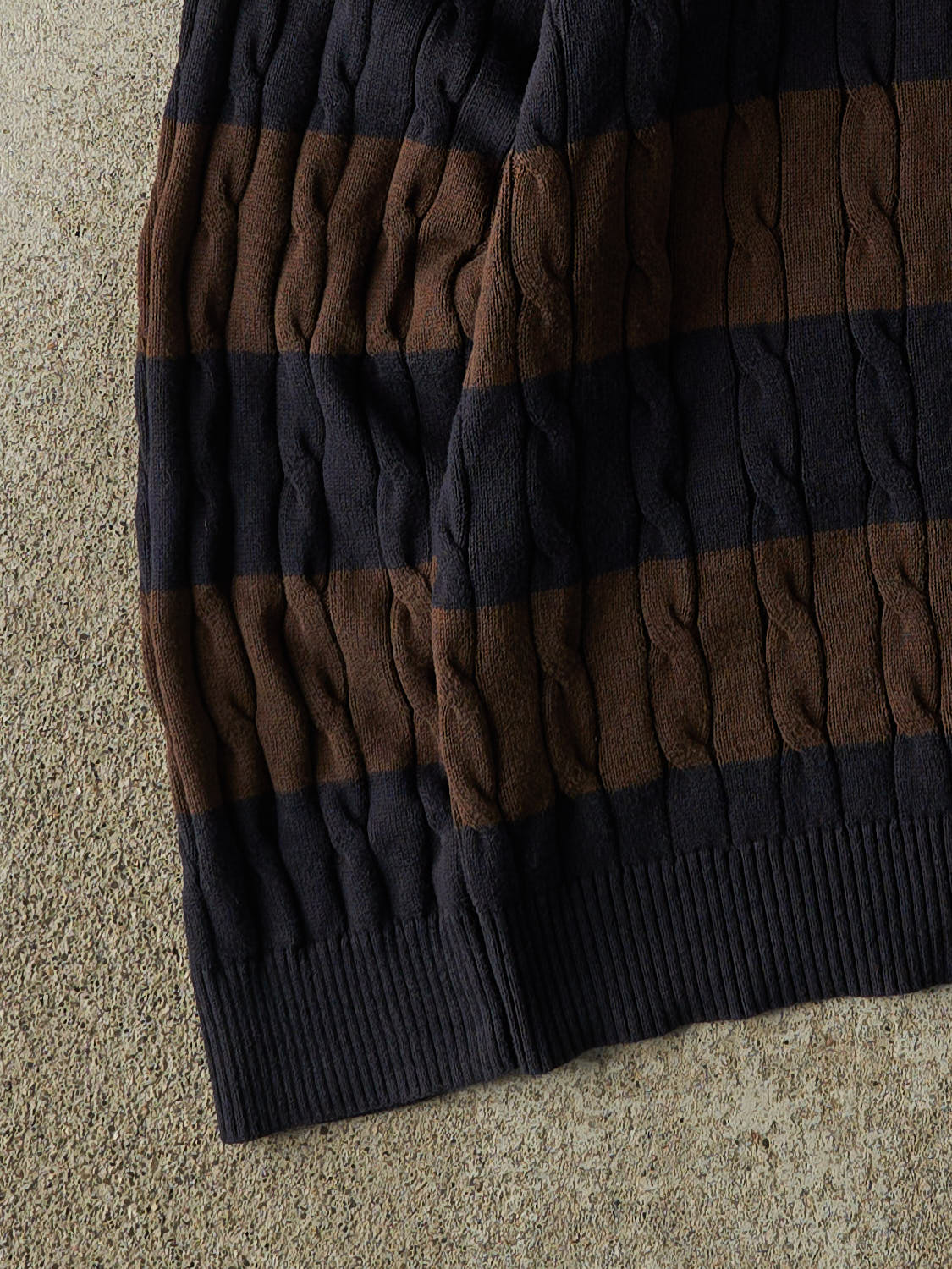 Vintage Y2K  Brown & Navy Nautica Striped Cable  Knit Sweater (XXL)
