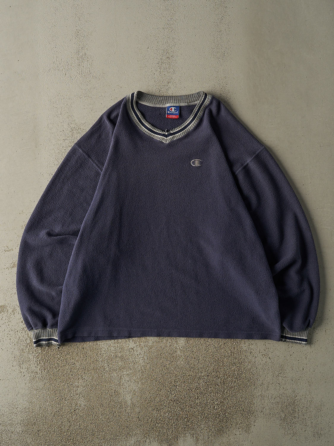 Vintage 90s Navy Blue Champion  Embroidered Inside Out Crewneck (XXL)