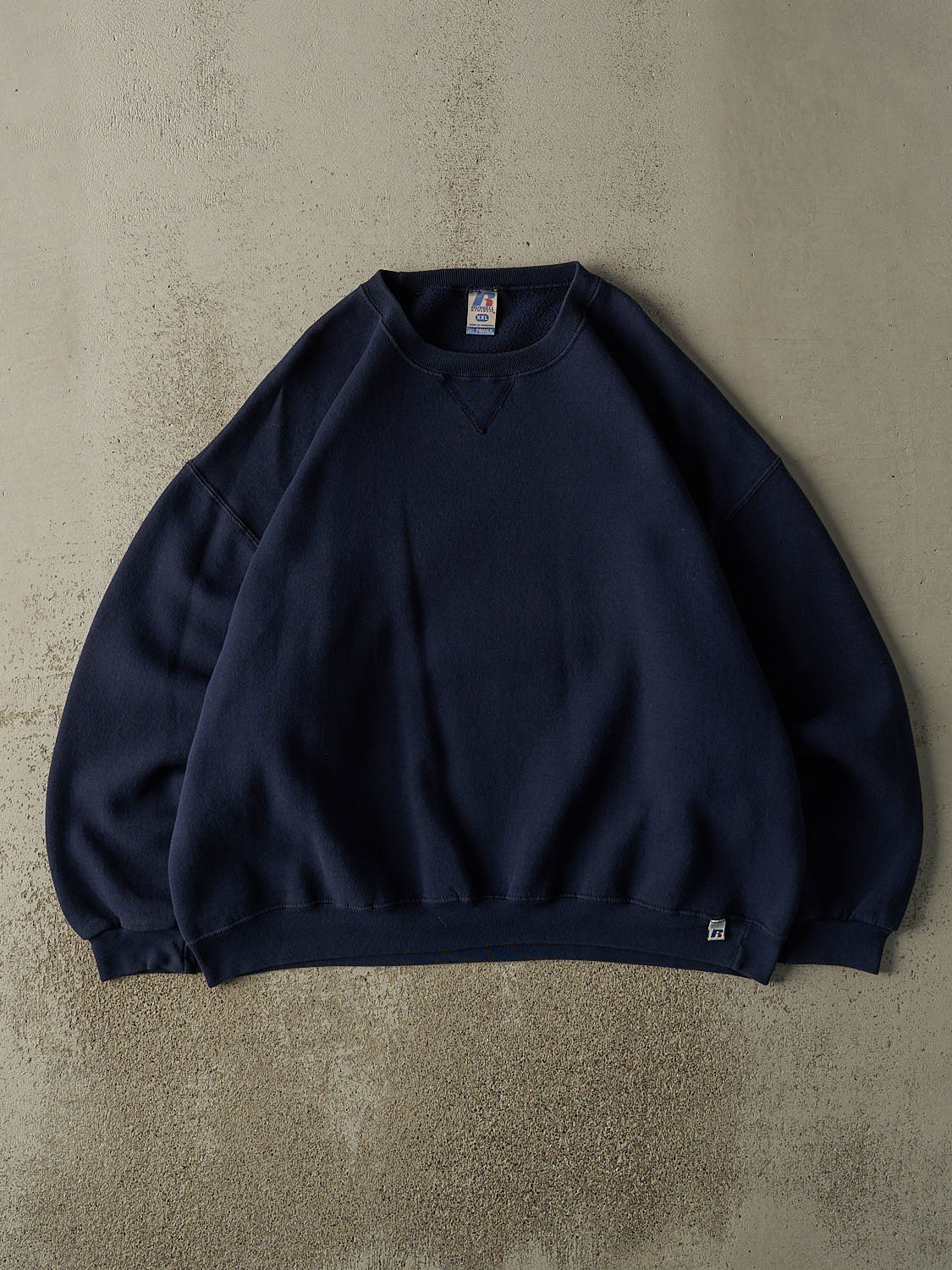 Vintage Y2K  Navy Blue Russell Athletic Blank Boxy Crewneck (XL/XXL)
