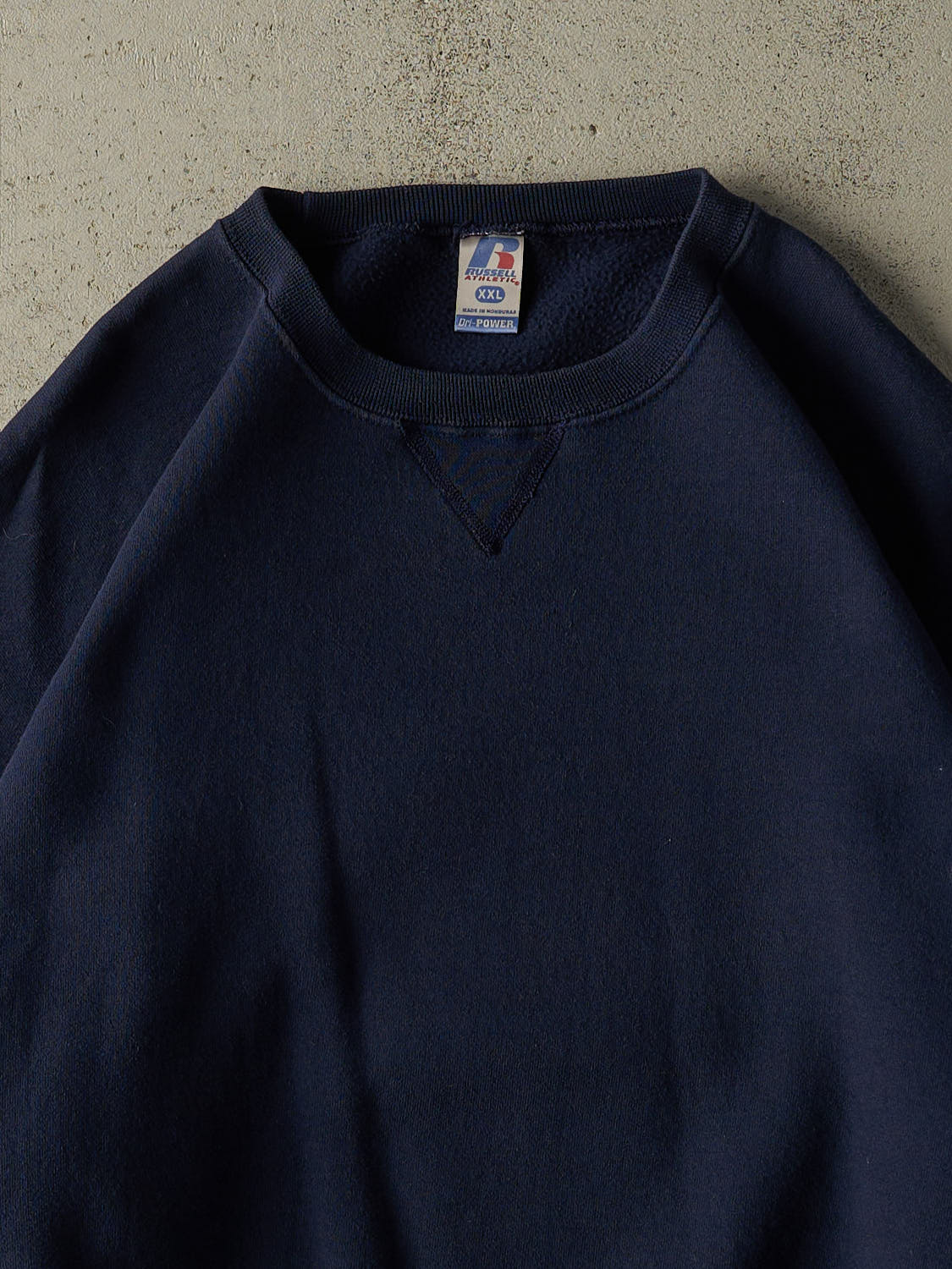 Vintage Y2K  Navy Blue Russell Athletic Blank Boxy Crewneck (XL/XXL)