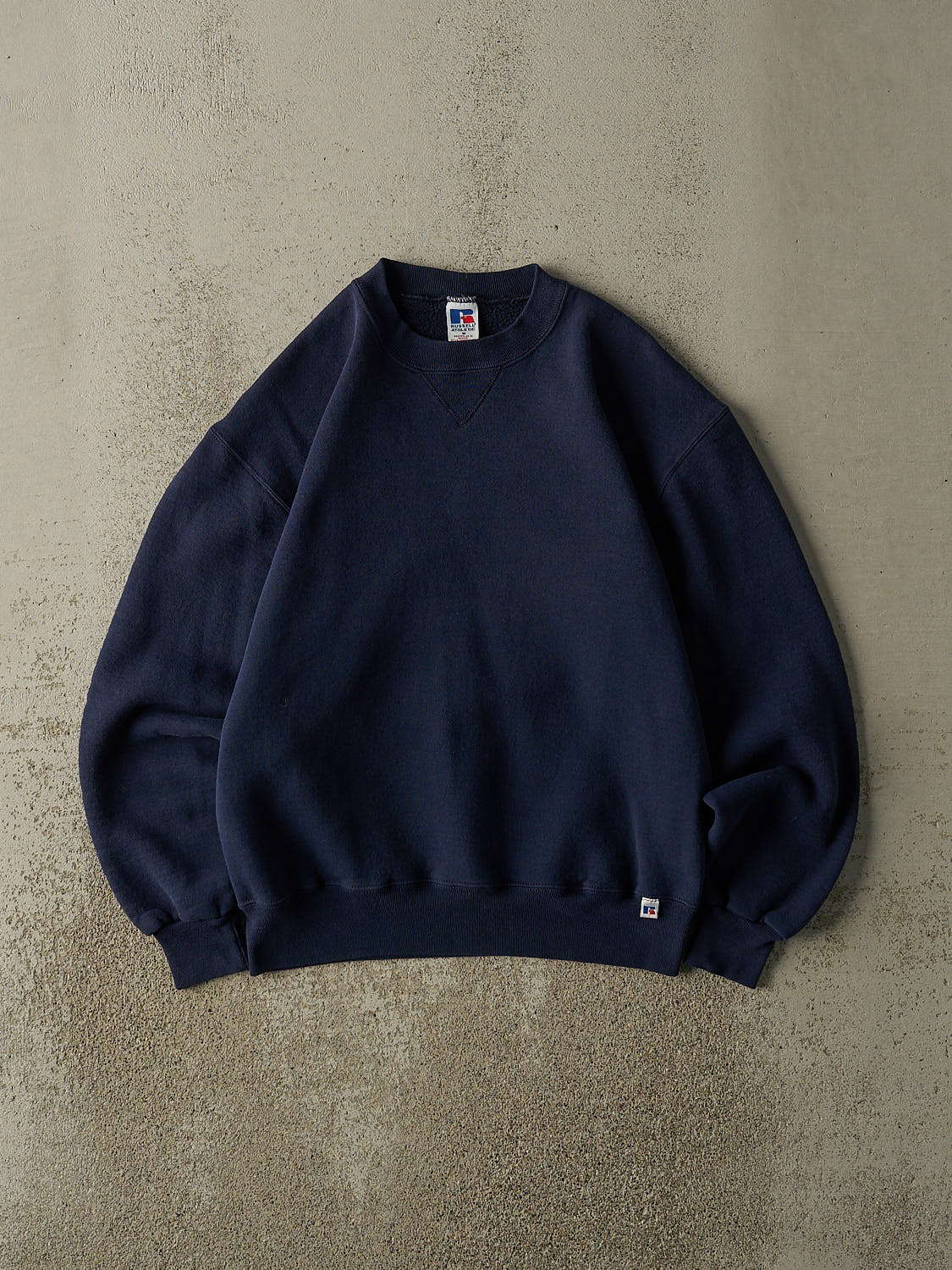 Vintage 90s  Navy Blue Russell Athletic Blank Crewneck (S/M)